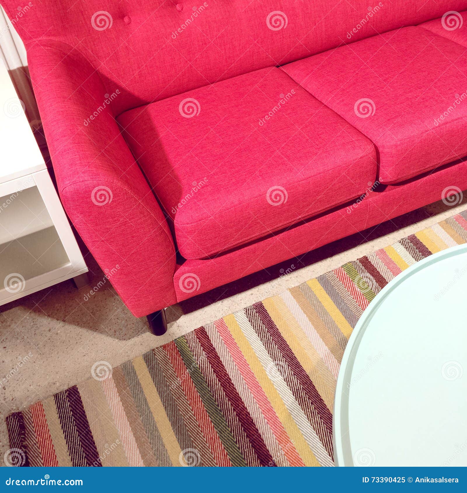 Bright Pink Sofa and Coffee Table Stock Image Image of design, decor 73390425