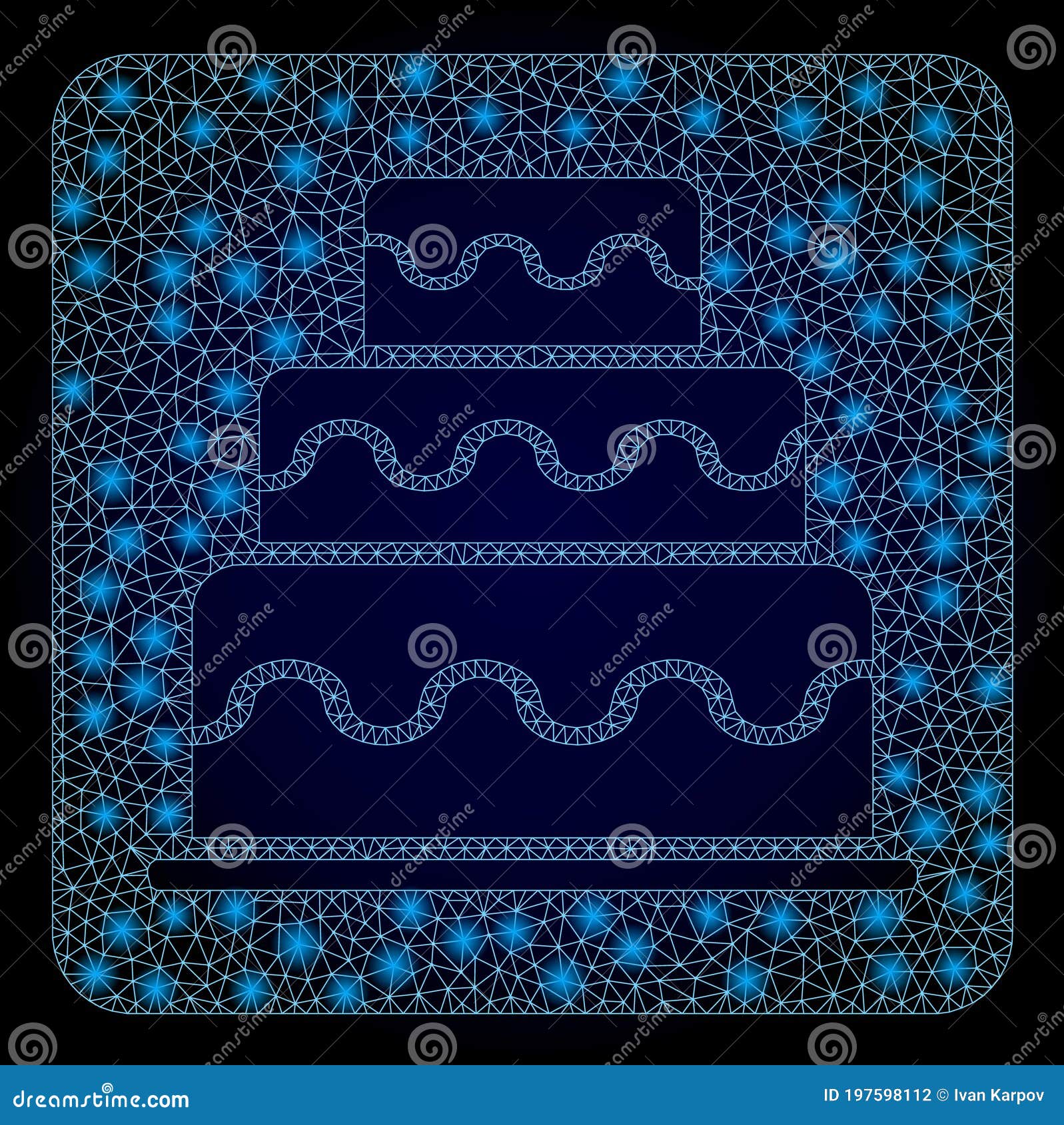 bright polygonal network cake with lightspots