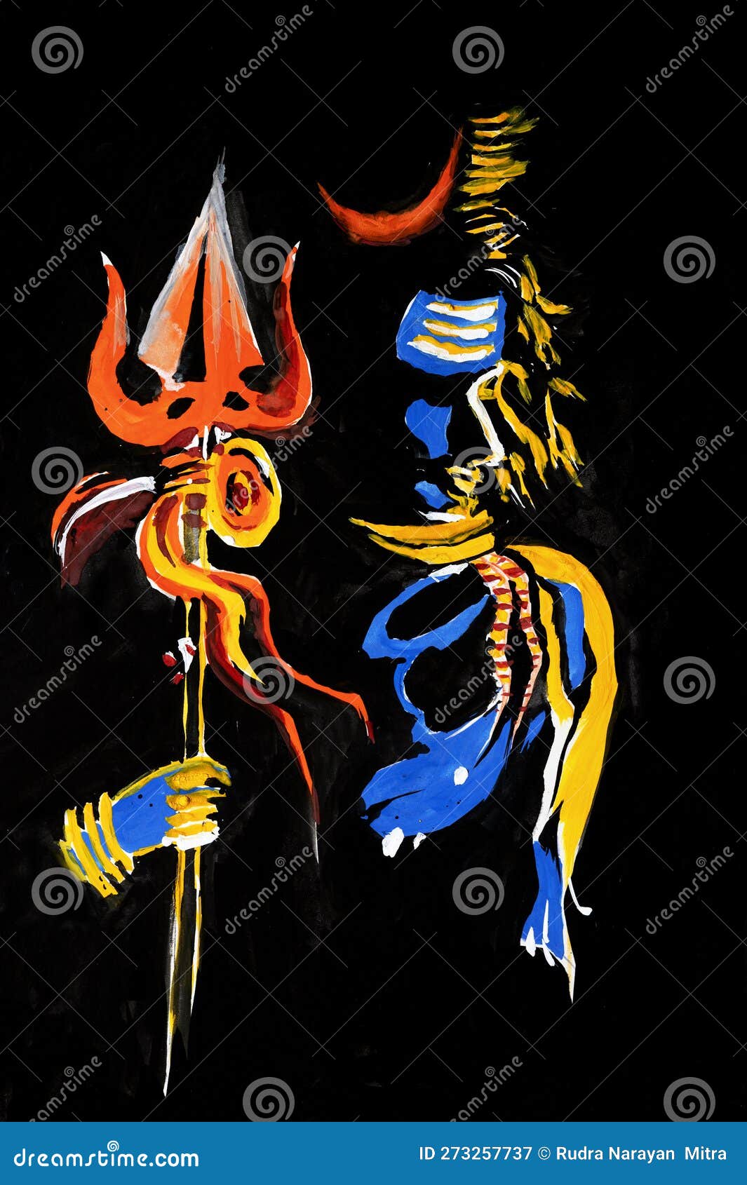 Bright Poster Color Made Hand Painted Illustration of Lord Shiva ...