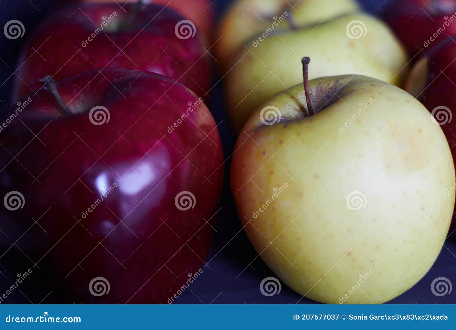 Bright Red Apples and a Yellow Apples Stock Image Image of ingredient