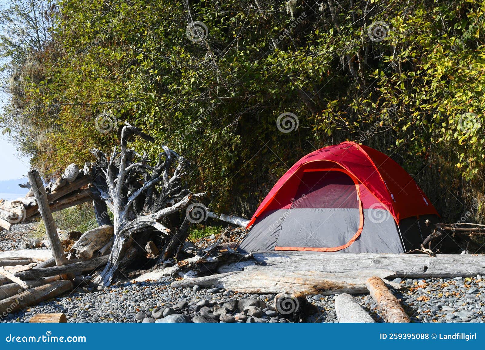 Bright Red Camping Tent stock photo. Image of dome, rocky 259395088