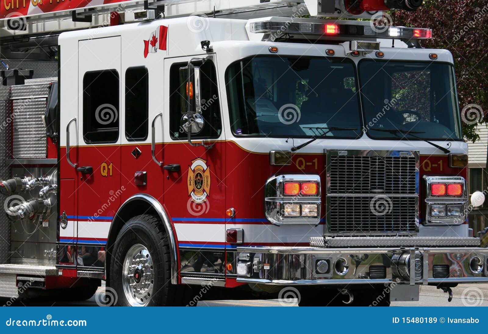 Bright red fire truck stock image. Image of emergency 15480189