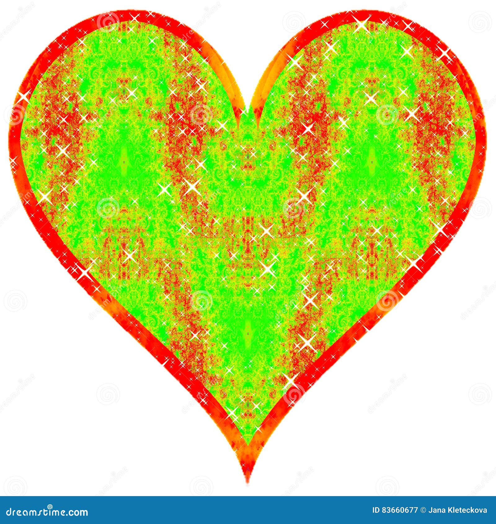 Bright Red and Green Beautiful Heart Stock Illustration Illustration