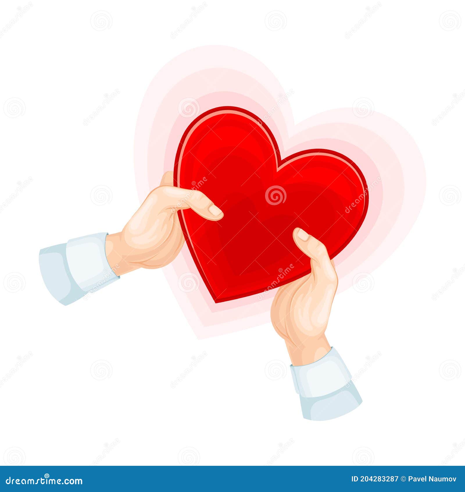 bright red heart  in hands as love and fondness   