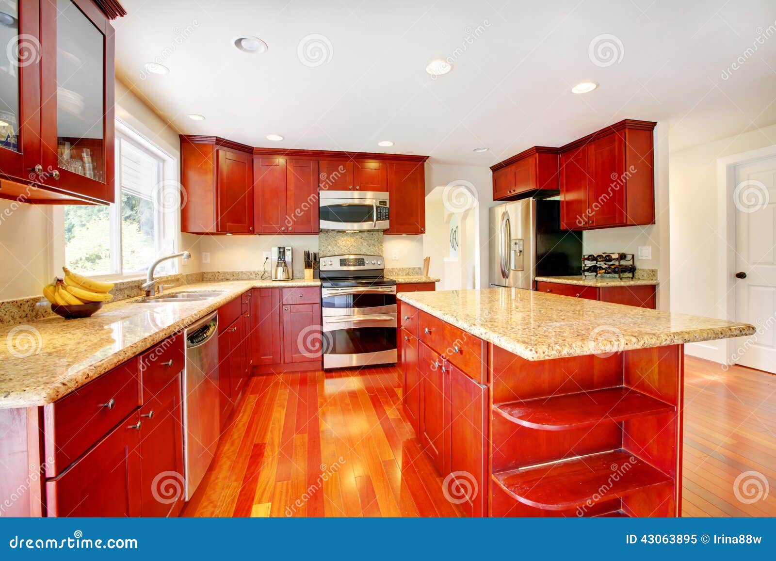 Bright red kitchen room stock image. Image of 43063895