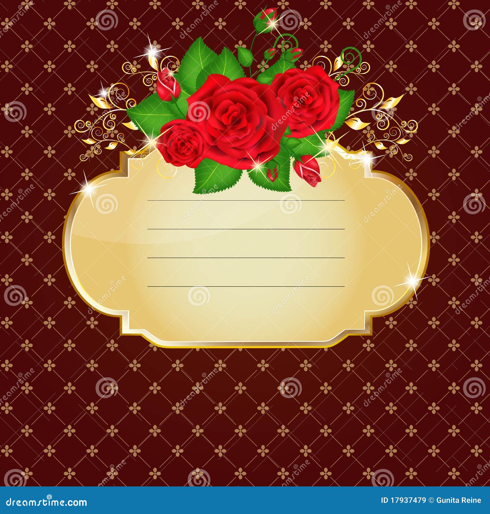 Bright red roses card stock vector. Illustration of cover 17937479