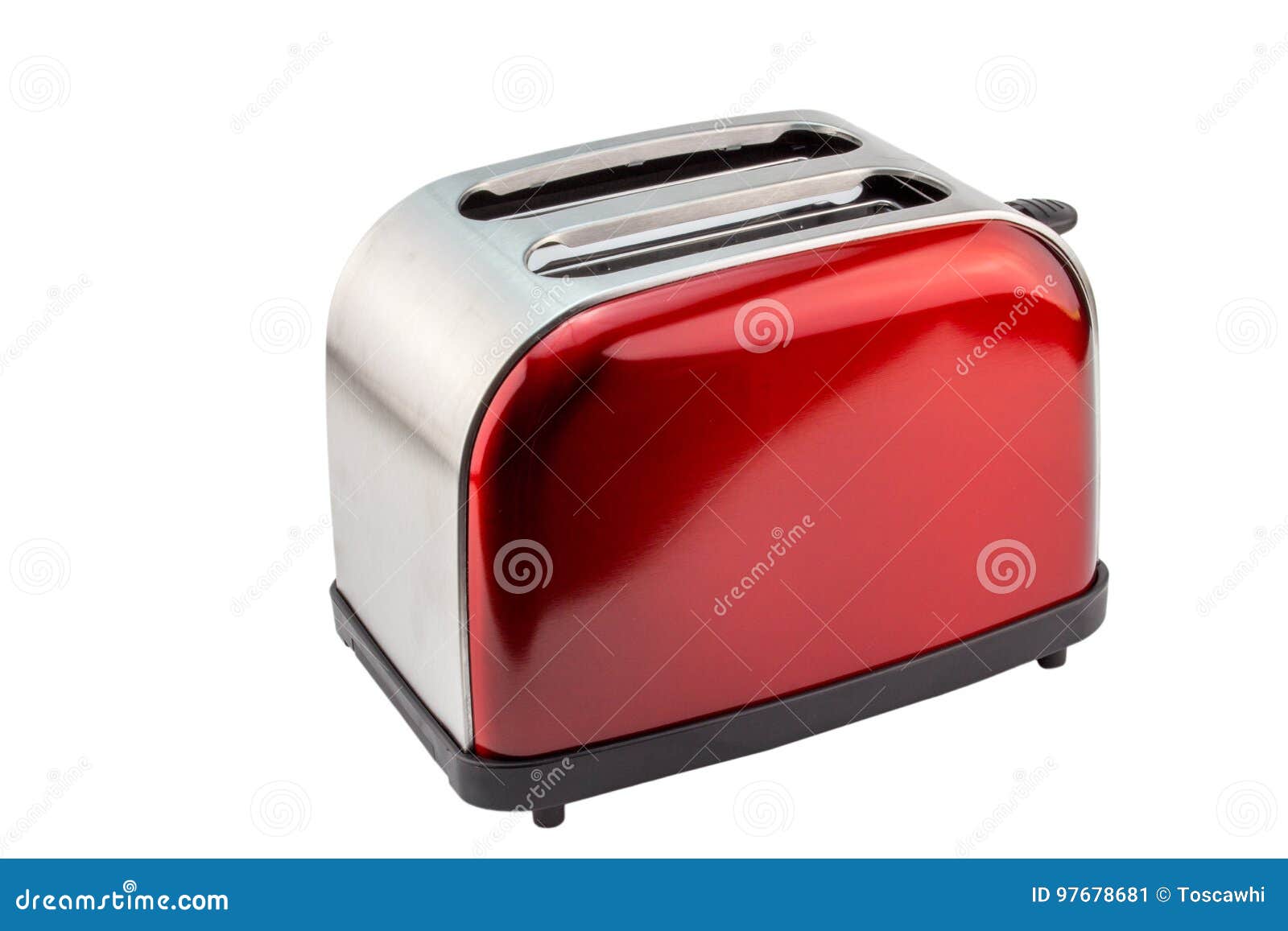 Bright Red Shiny Retro Toaster Isolated on White Stock Image Image of