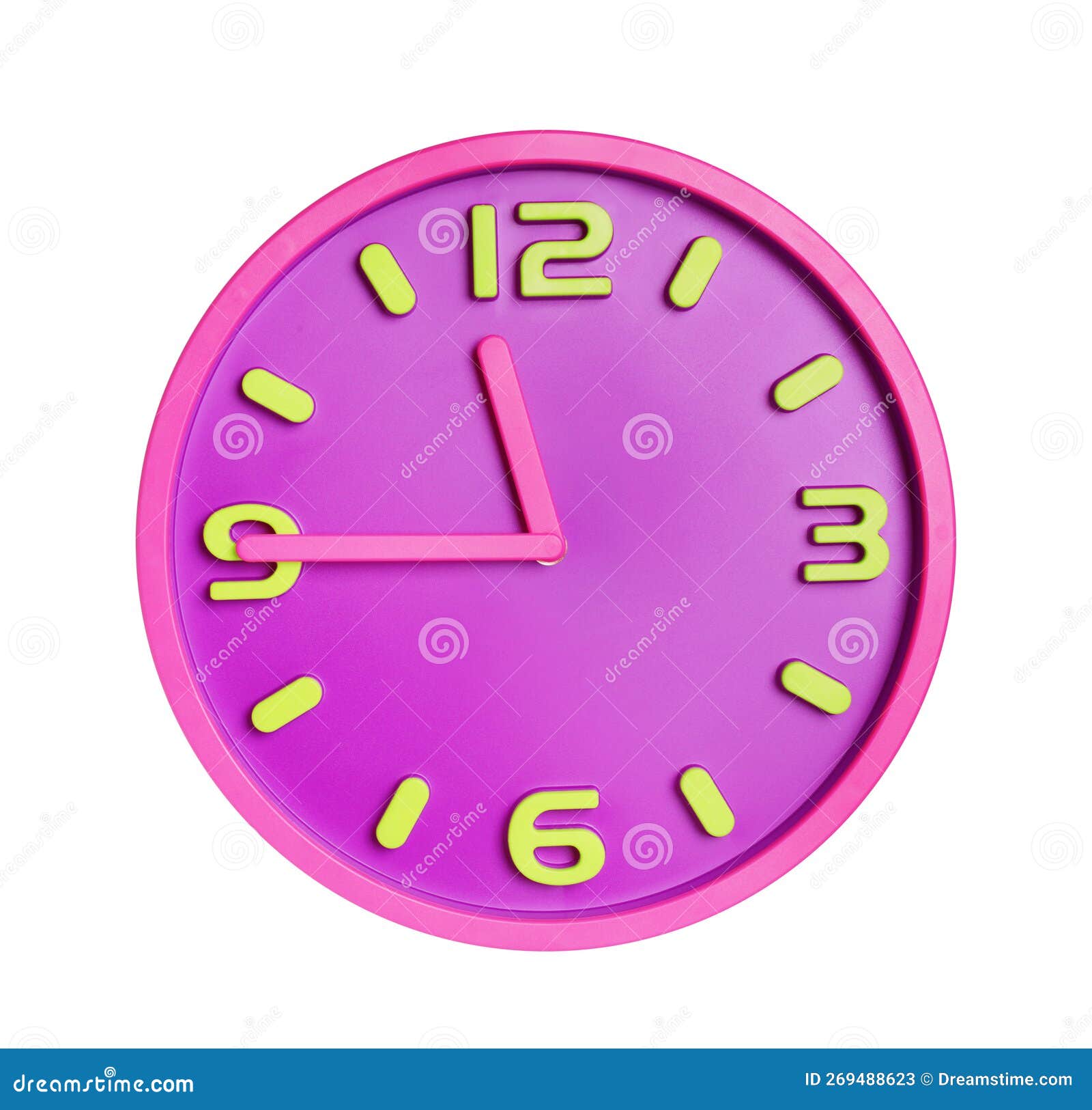 Bright Round Clock Isolated on White. Interior Element Stock Image