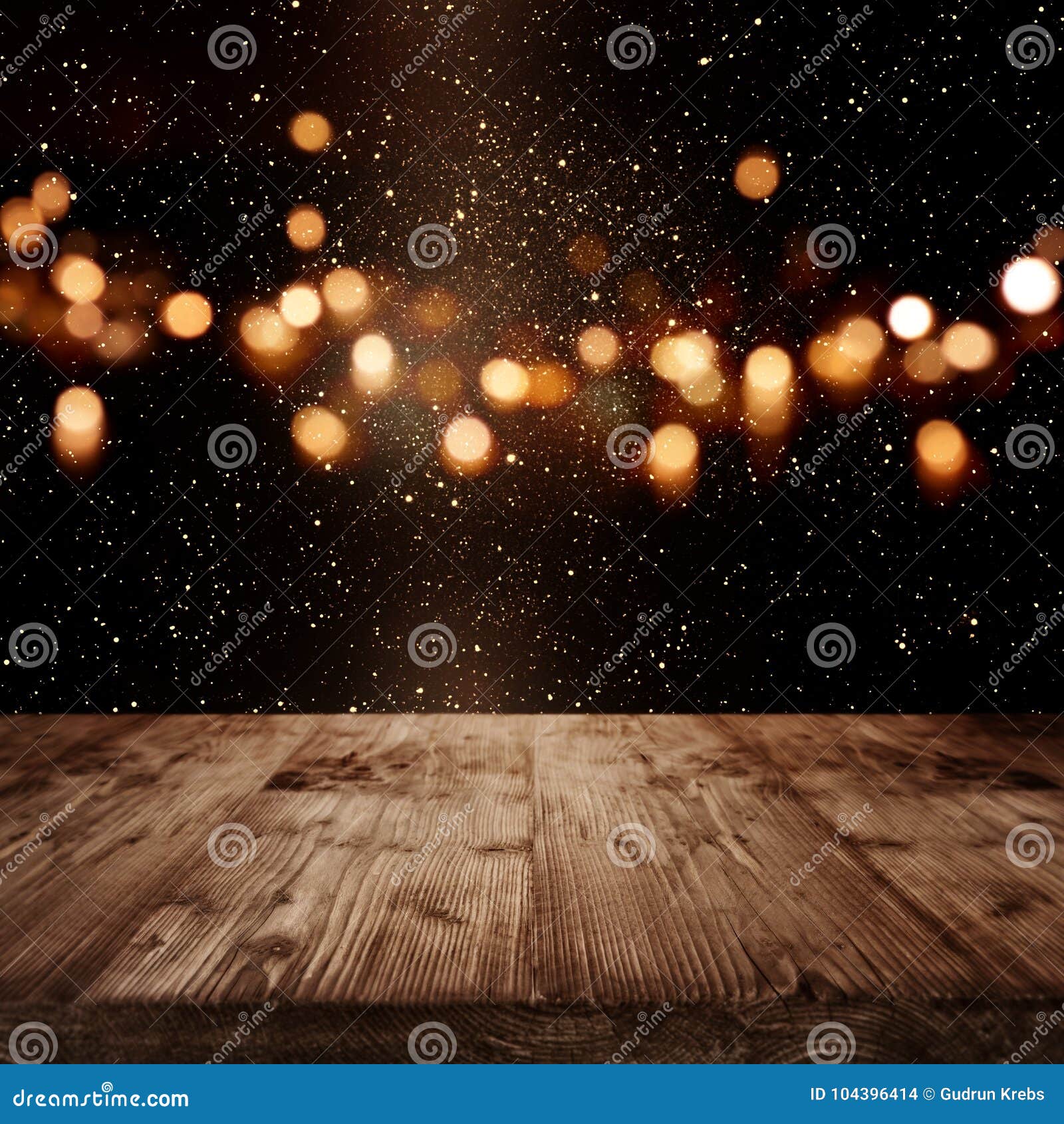 Shining Stars on Night Sky with Wooden Stage Stock Photo - Image of ...