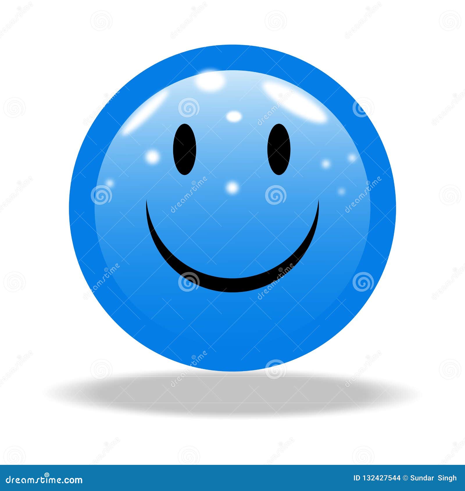 Bright Smile Blue Emoji with White Background. Stock Illustration -  Illustration of exploration, effect: 132427544
