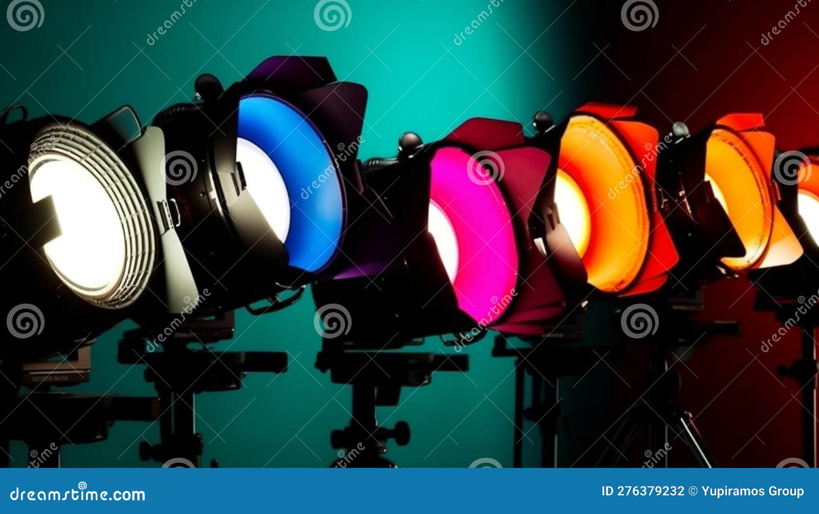 Bright Stage Set Illuminated by Halogen Lights Generated by AI Stock