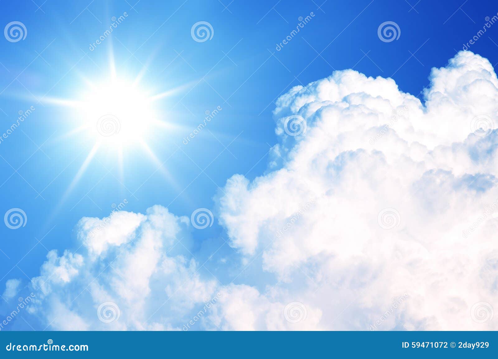 bright sun and cloud, background, blue sky