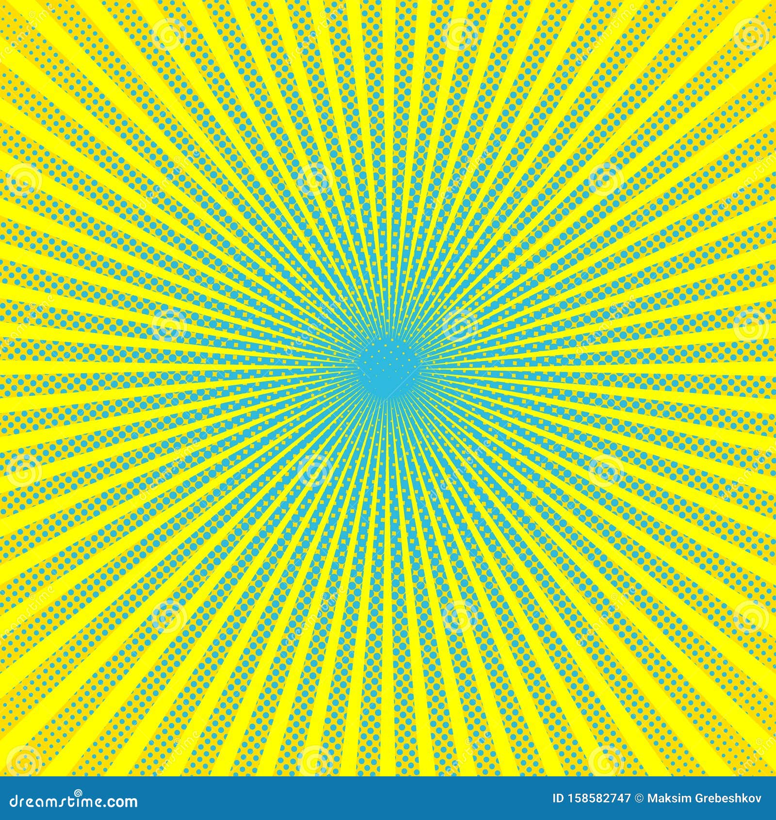 Bright Sun Rays with Yellow Dots Stock Illustration Illustration of