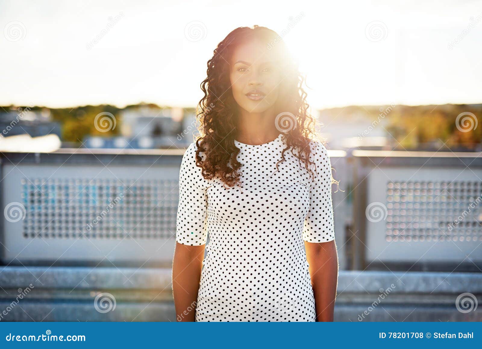 Bright Sunlight Shining Over Horizon Behind Woman Stock Photo - Image ...