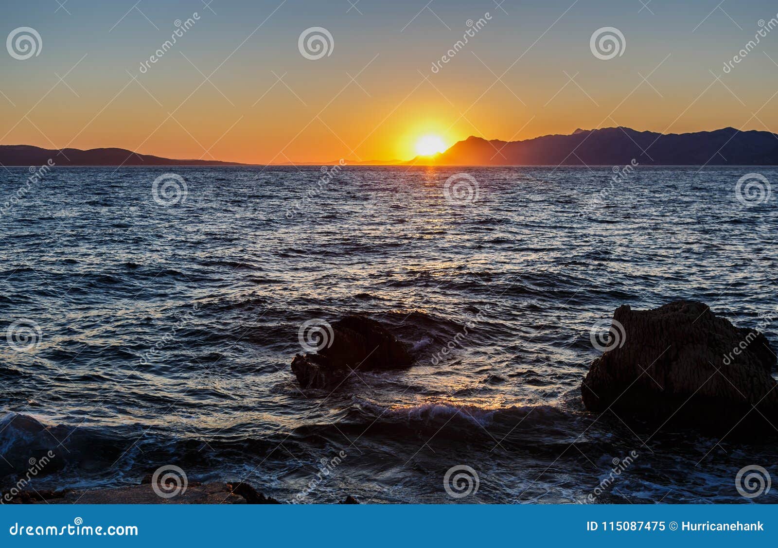 Bright Sunset on Seaside in Croatian Resort Stock Image - Image of  colorful, dusk: 115087475