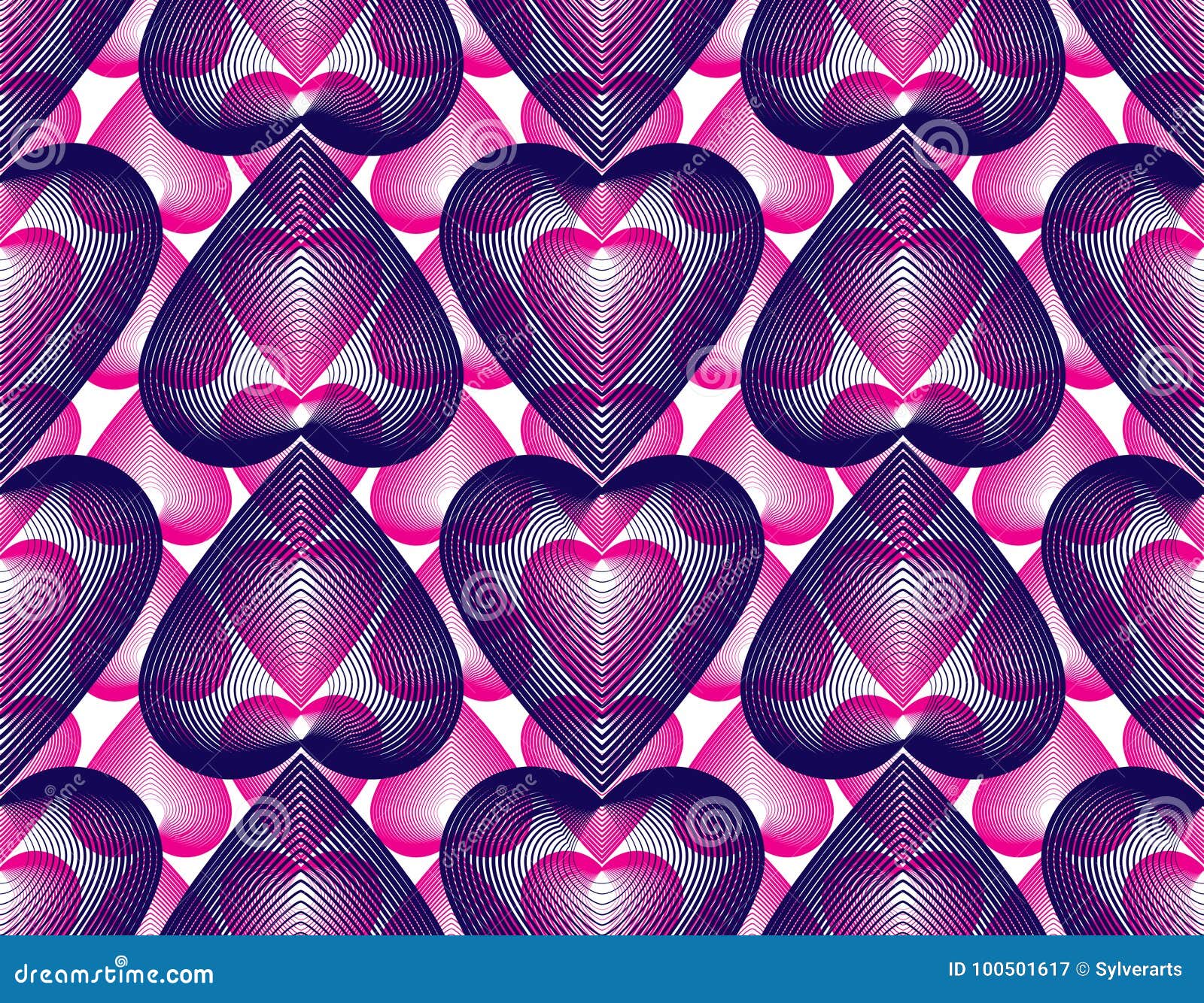 Bright Symmetric Seamless Pattern with Overlapping Decorative he Stock