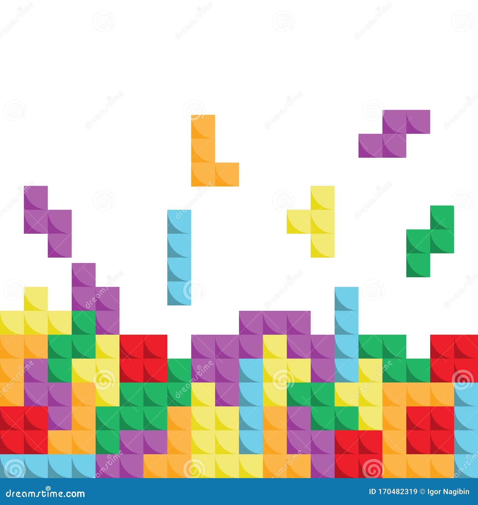 Game Bricks Tetris Template. Color Pixel Blocks Editorial Stock