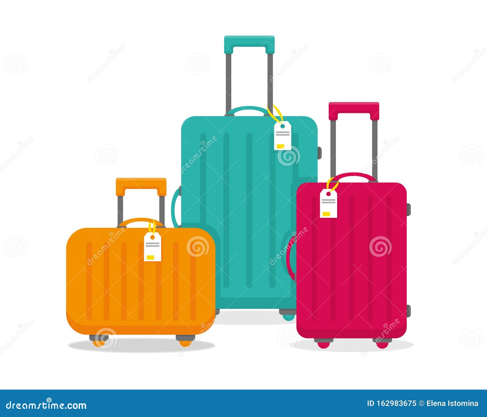 Bright Travel Suitcases Isolated on the White Background. Stock Vector ...