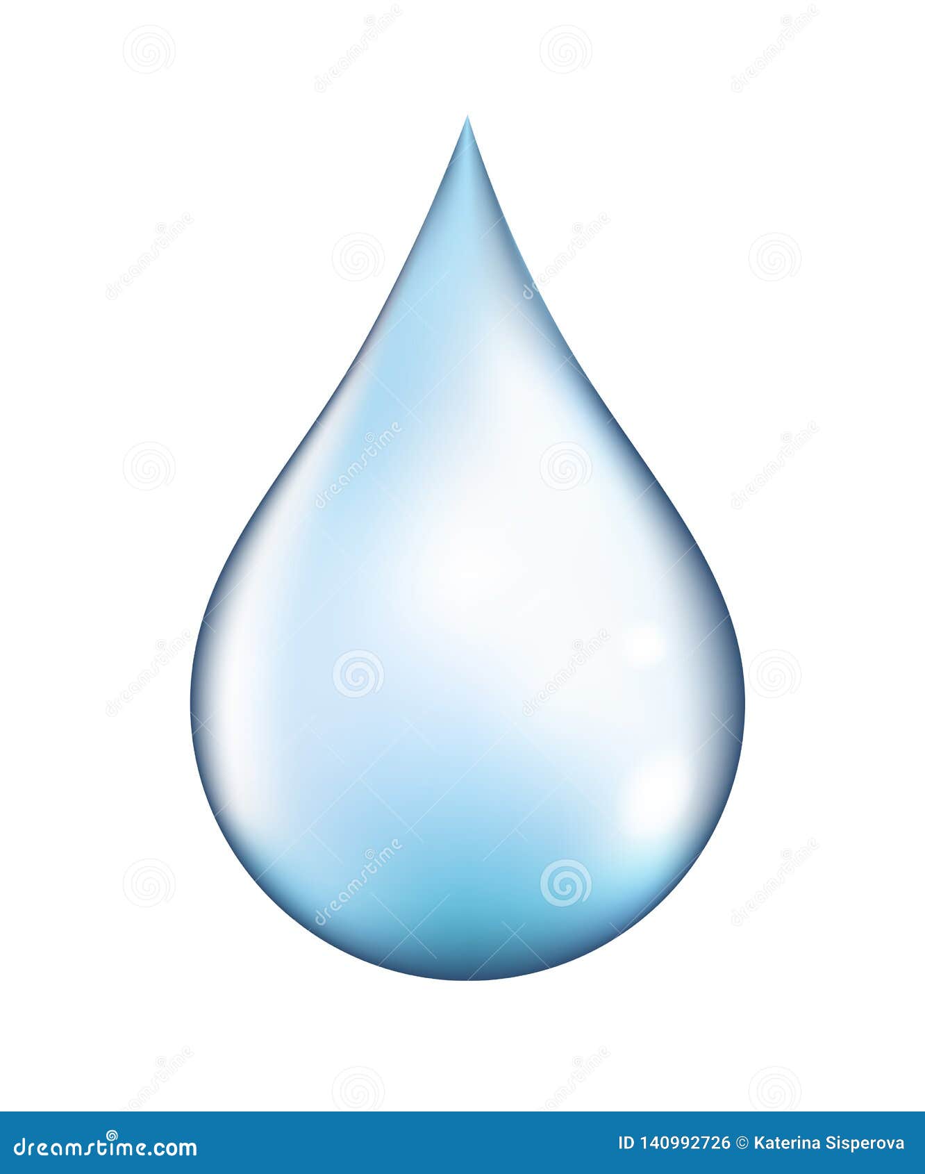 bright  clear water drop  on white background