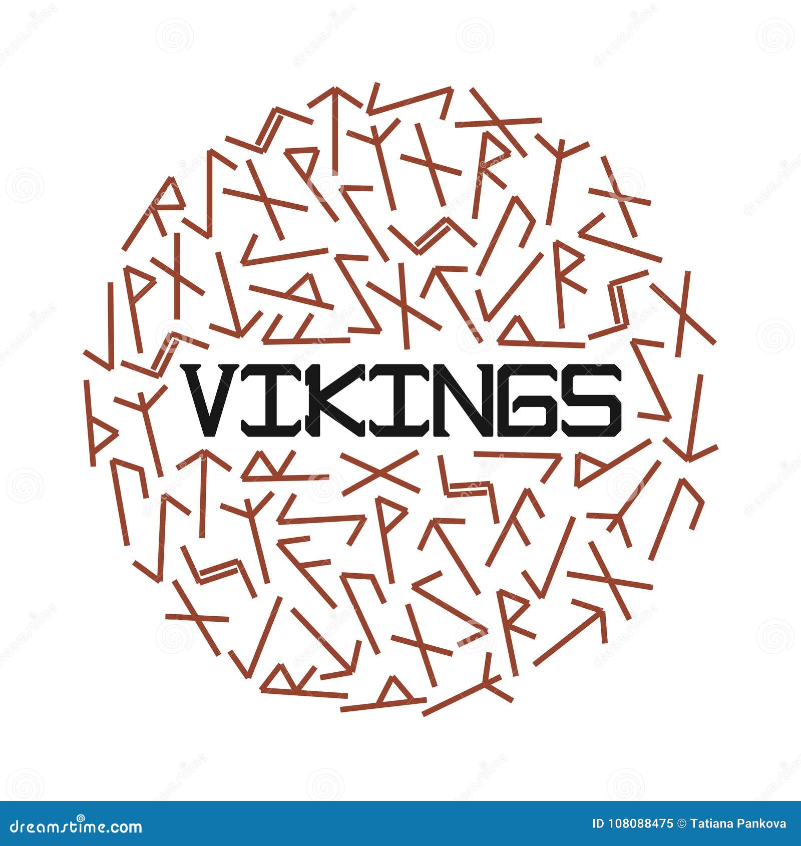 Bright Vector Illustration for Vikings with Runes. Stock Vector