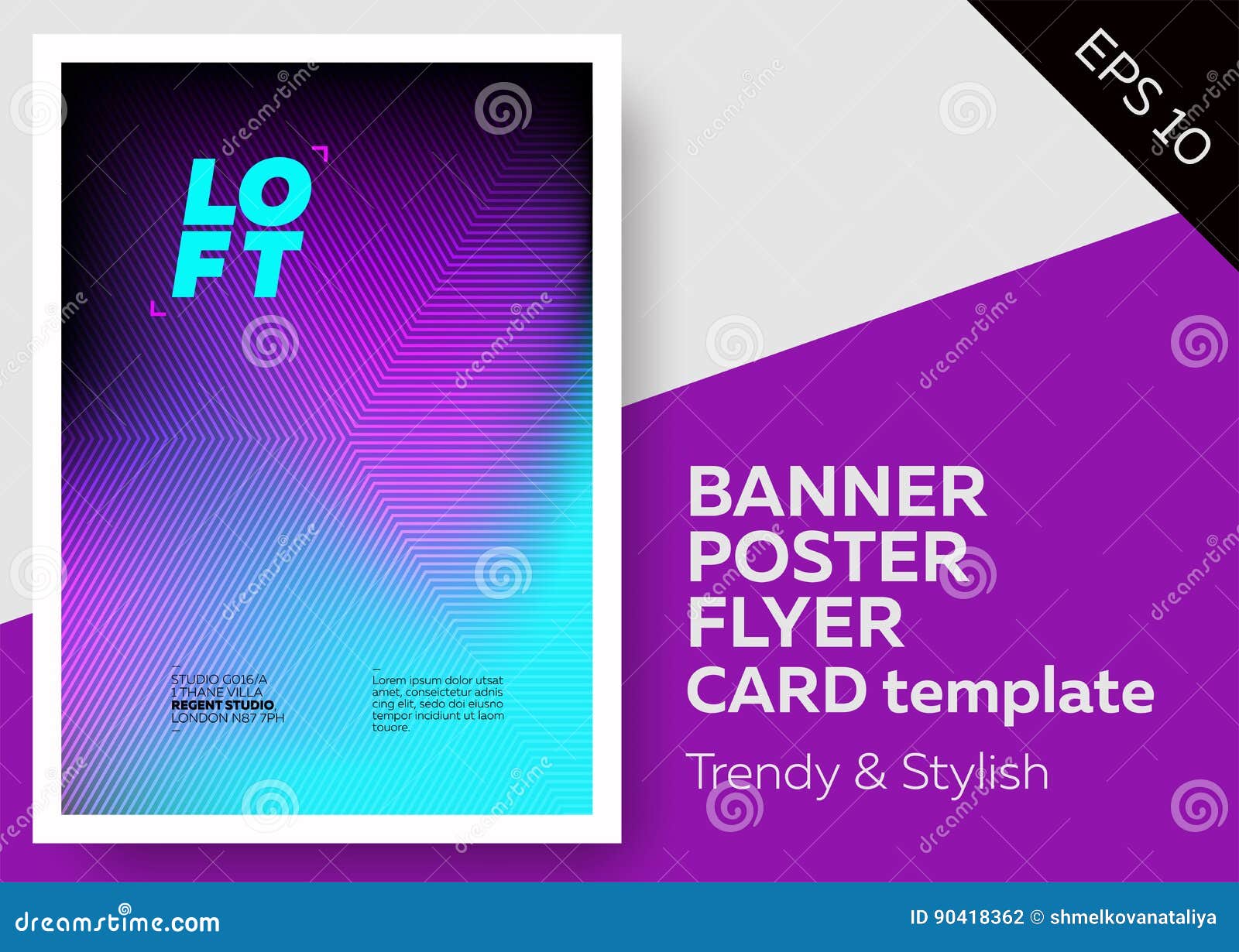 Bright Vector Template with Text Grid. Trendy Geometric Pattern, Colourful Background