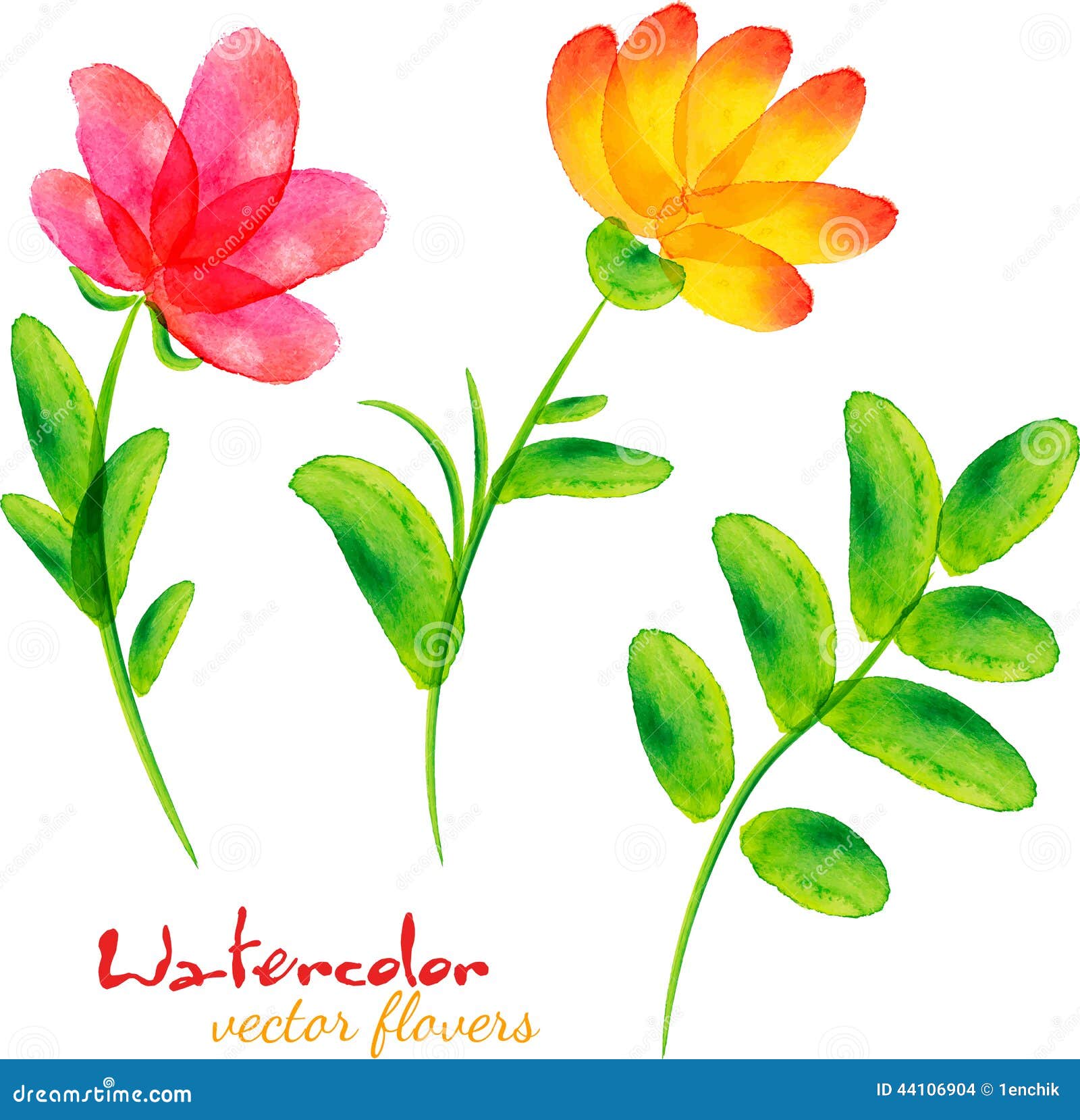 Download Bright Watercolor Painted Vector Flowers Set Stock Vector ...