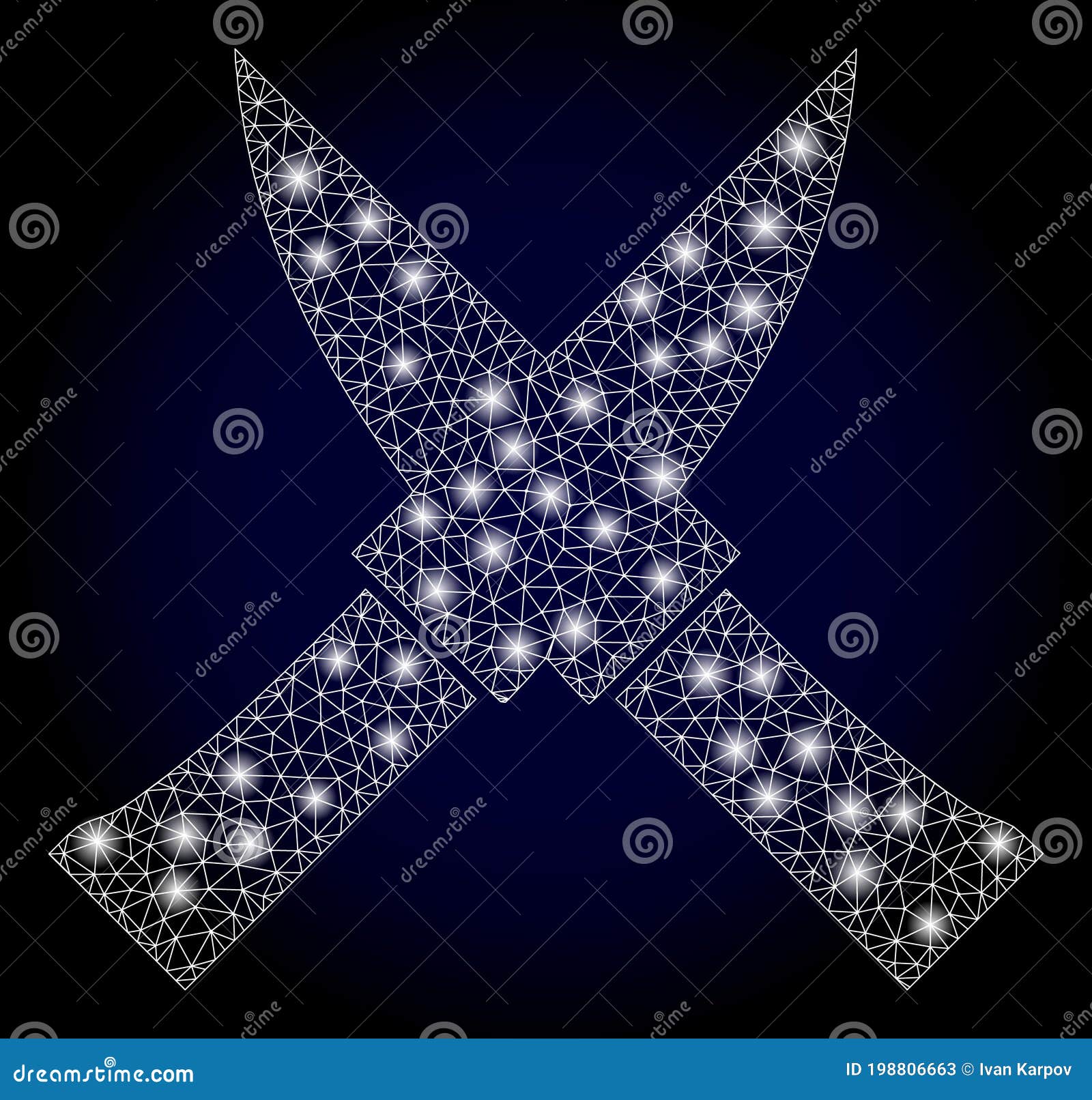 bright web mesh crossing knives with lightspots