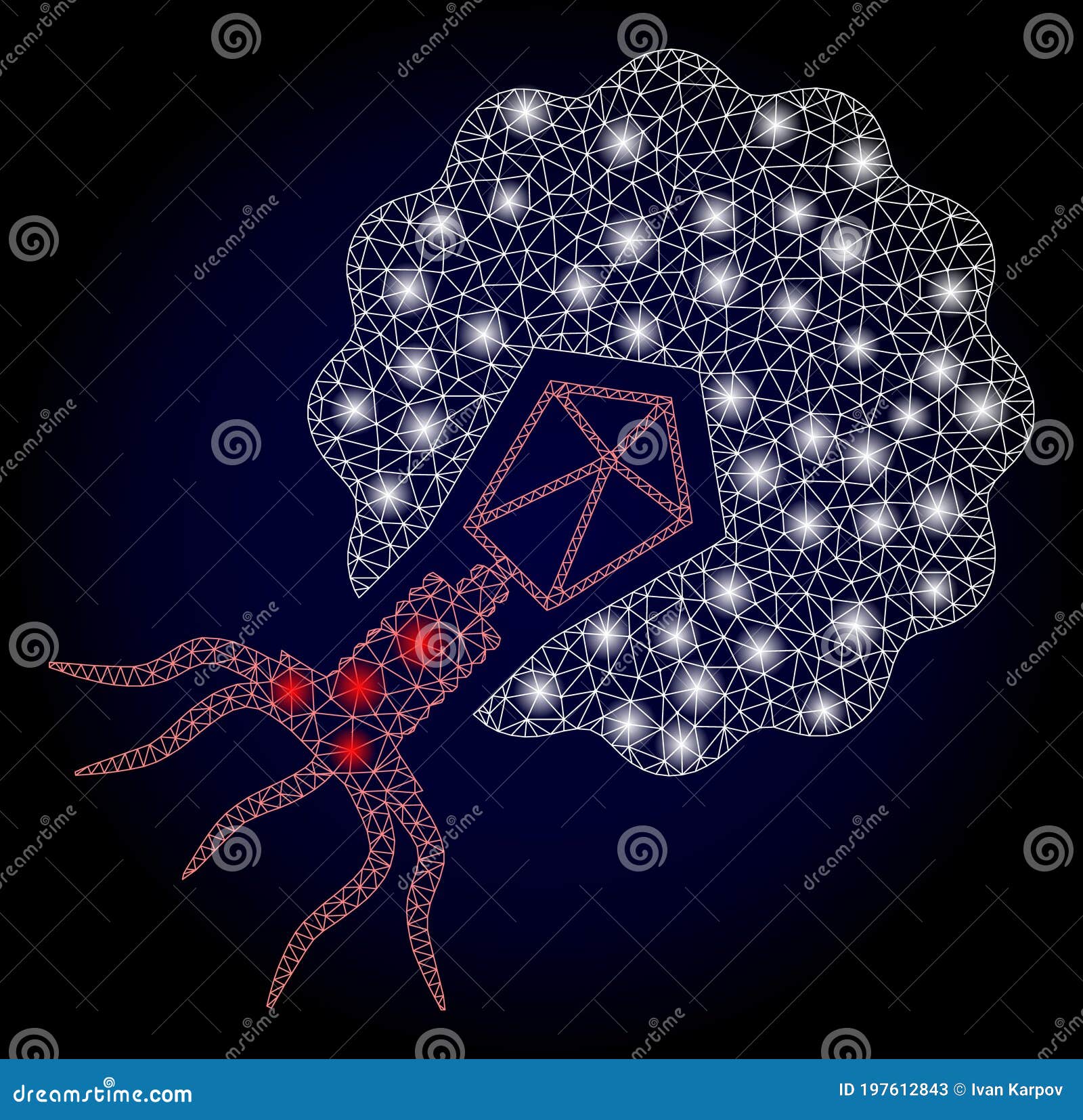 Bright  Network Virus Infecting Cell with Lightspots Stock Vector Illustration of frame