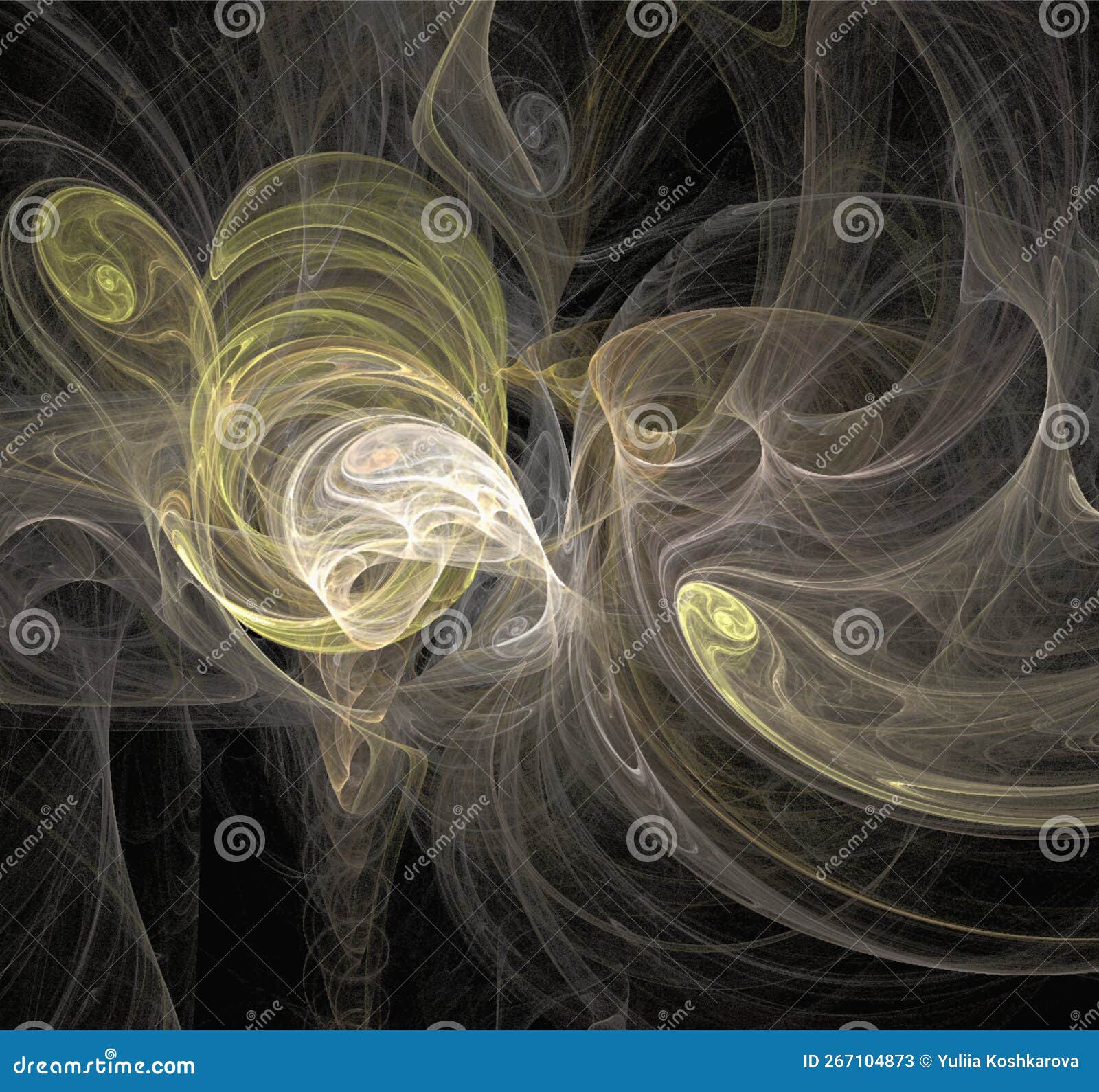 Bright Whiteyellow Abstract Pattern on Black, Color Digital Graphics