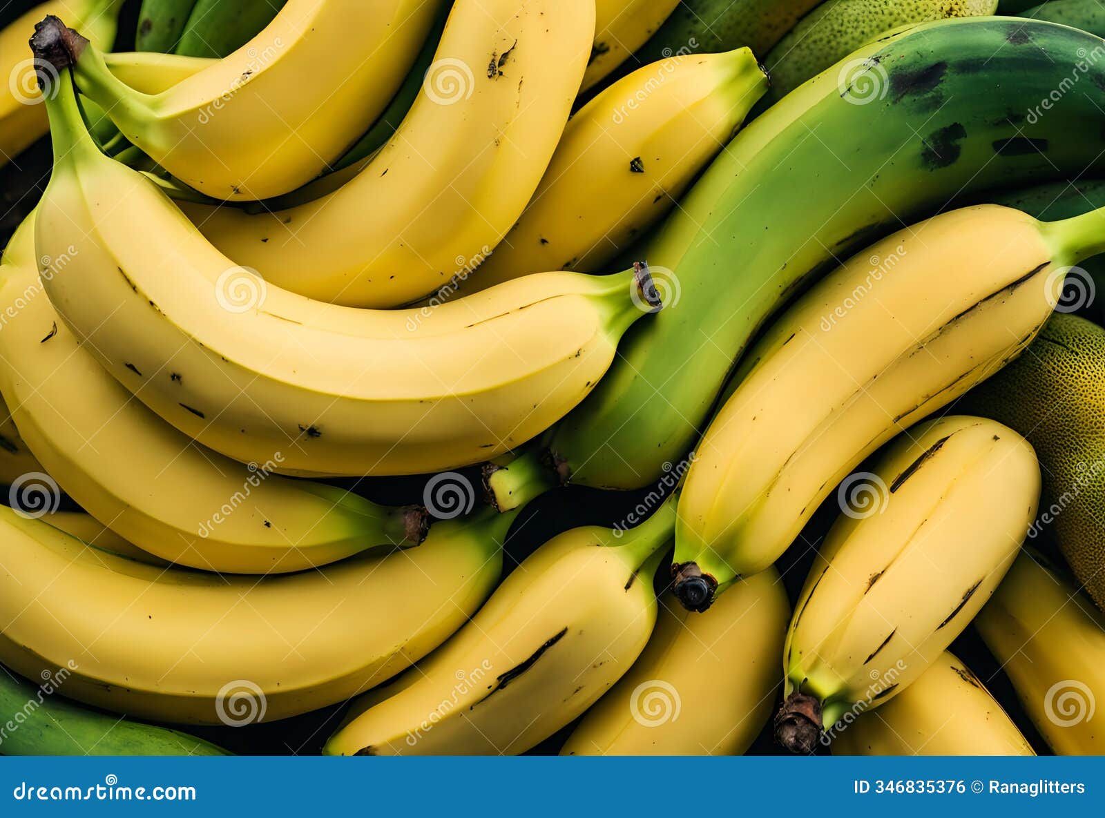 bright yellow bananas with green stems in a bundle