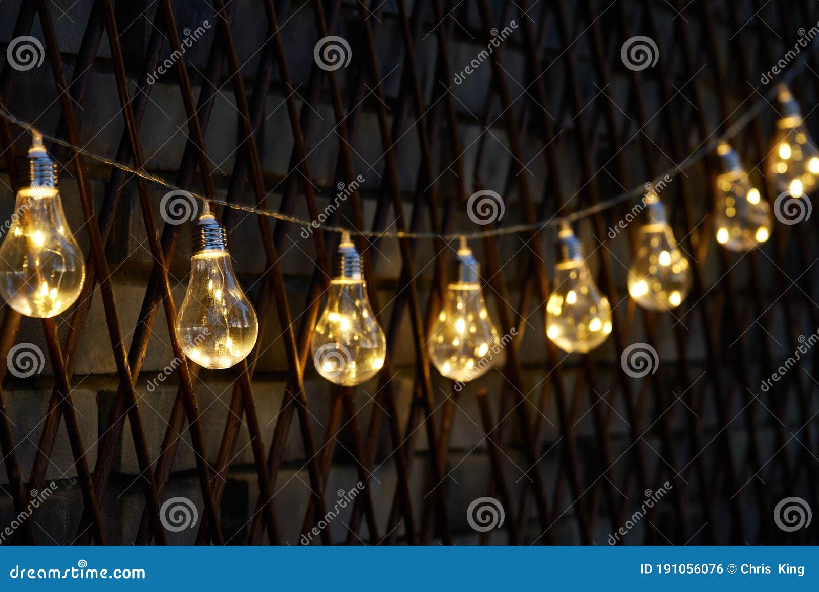 Bright Yellow Lights Hanging in the Night Garden Stock Photo Image of
