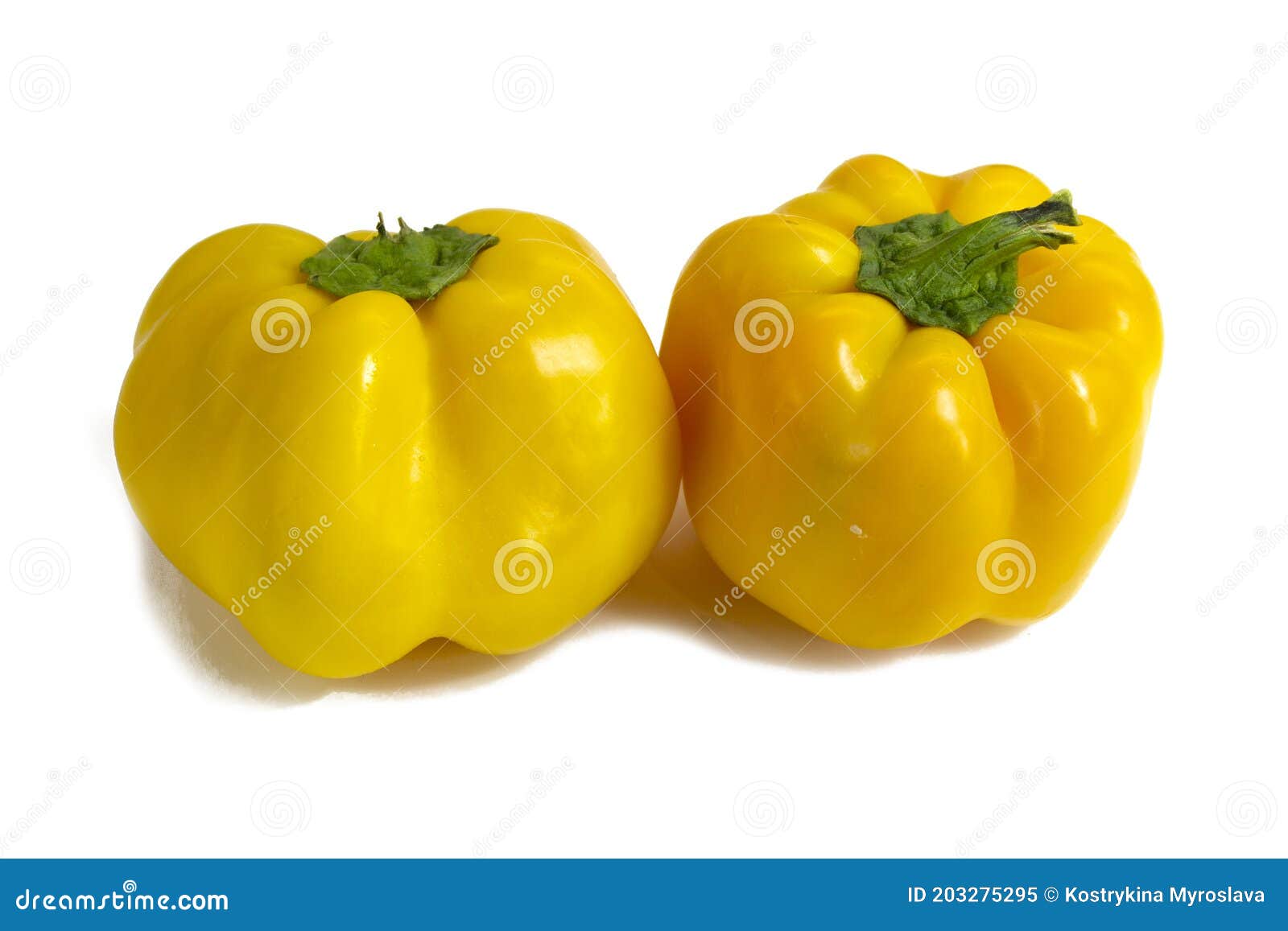 Yellow Ribbed Paprika Pepper Isolated on White Background Front View