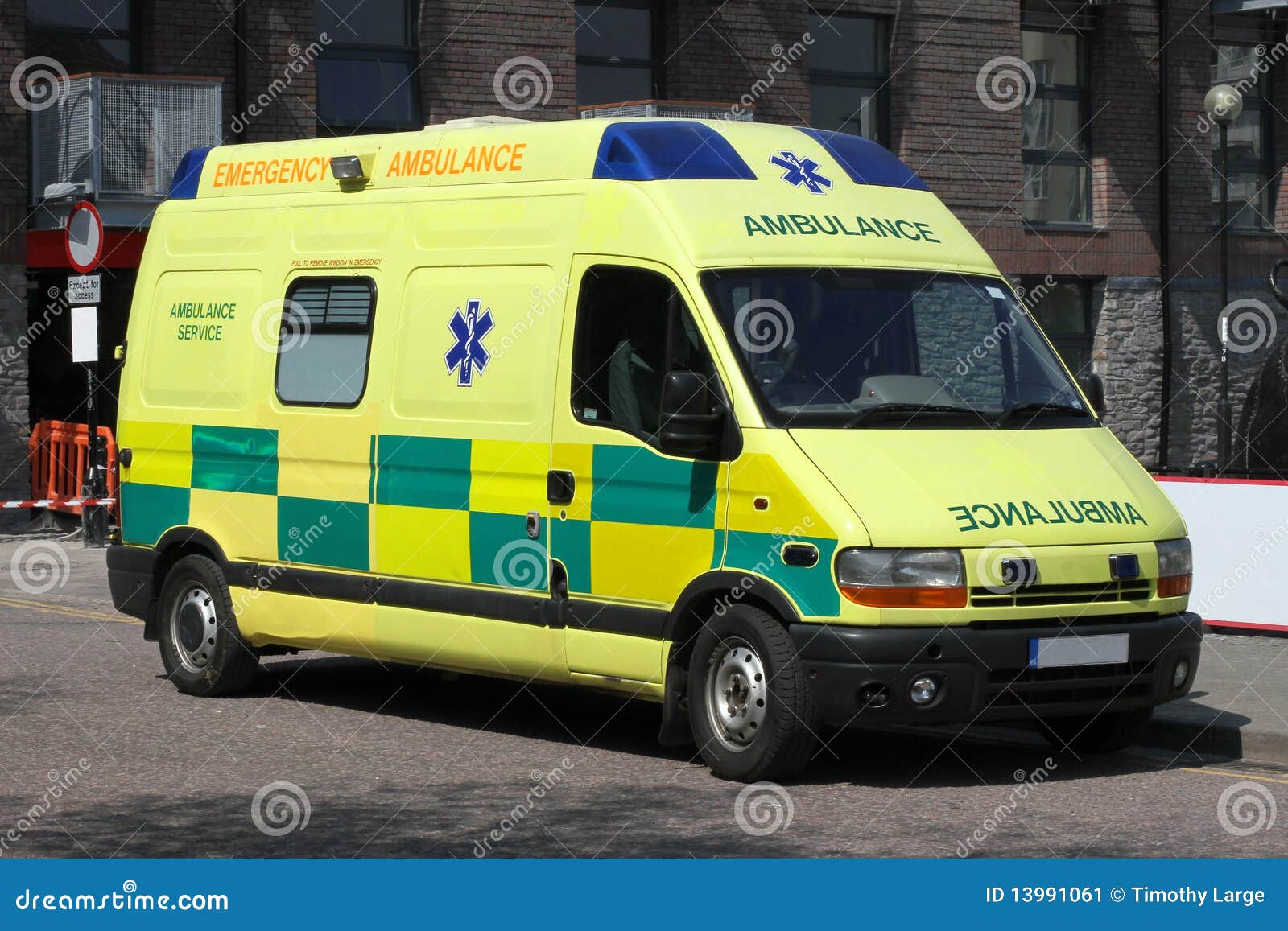 bright yellow uk ambulance