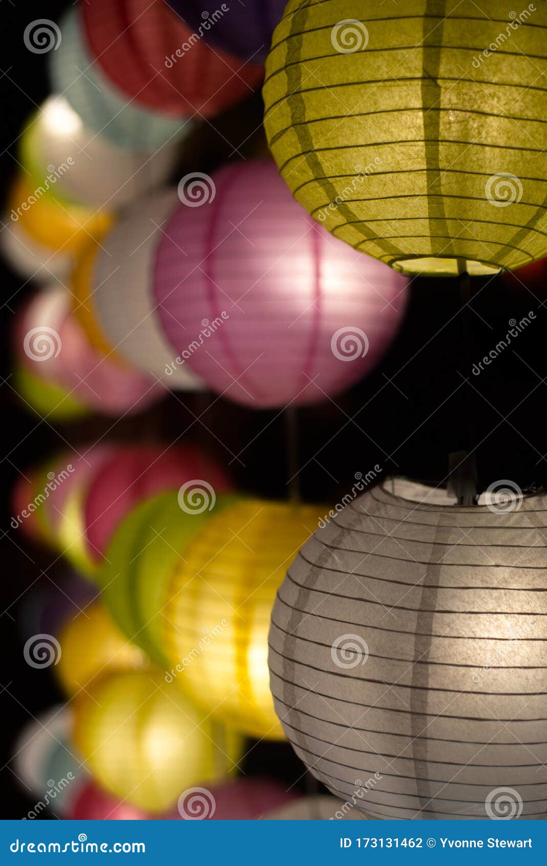 bright colored paper lanterns