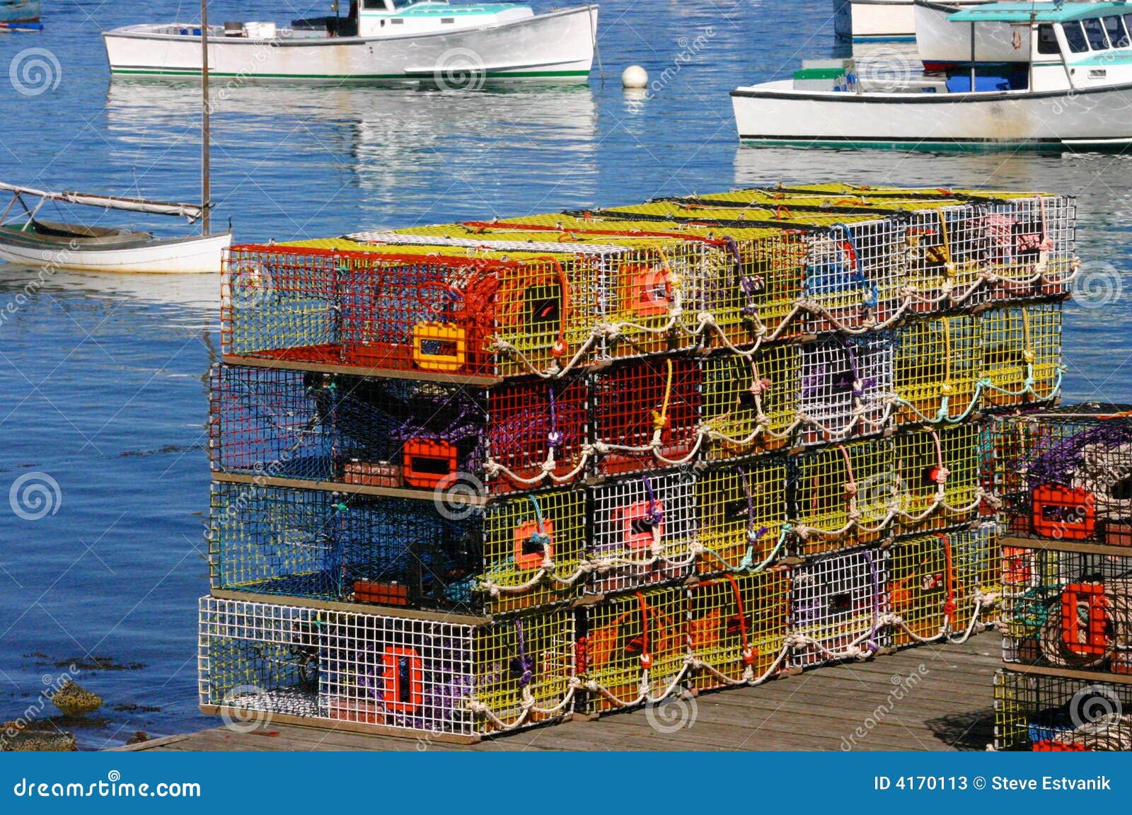 Brightly Colored Lobster Traps Stock Image Image of buoys, traps 4170113