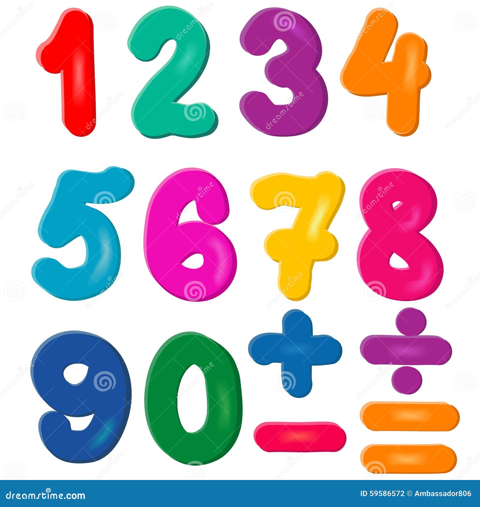 Brightly Colored Numbers stock vector. Illustration of typescript ...