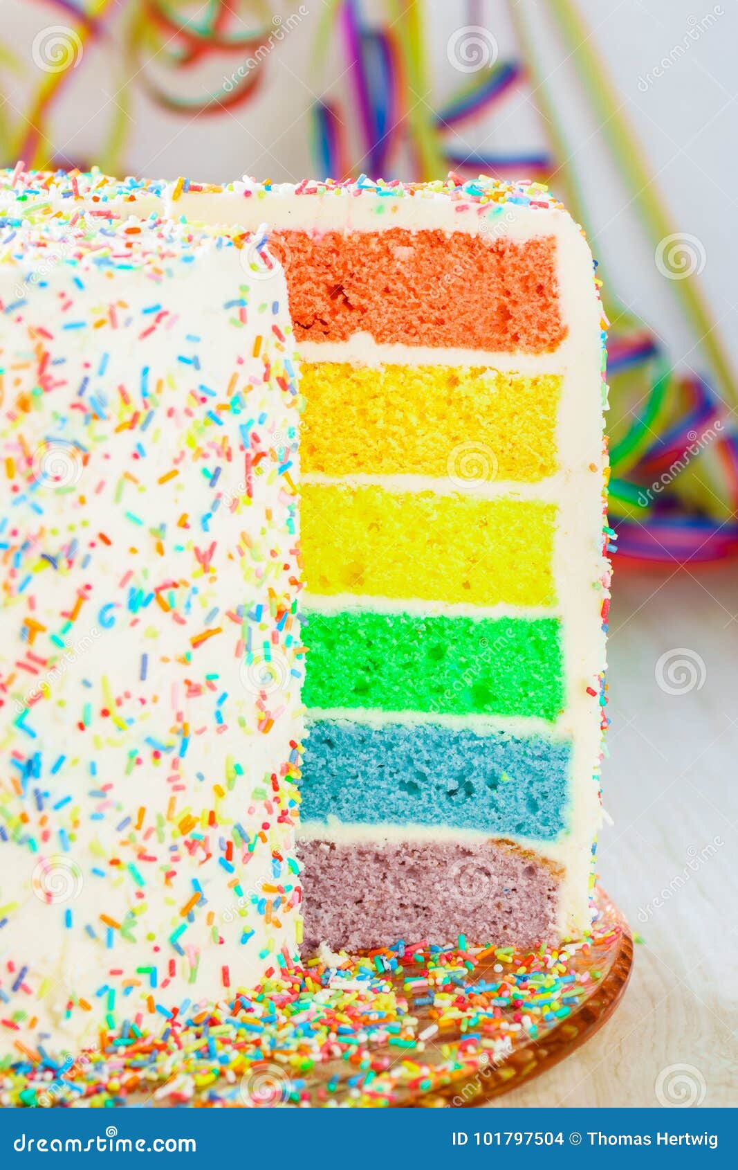 Brightly Colored Rainbow Layer Cake Stock Photo - Image of rainbow ...