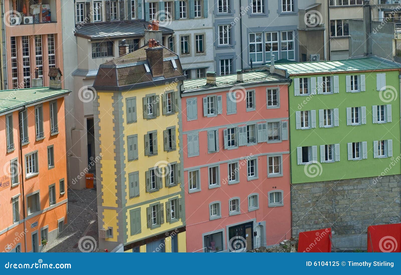 brightly colored street buildings