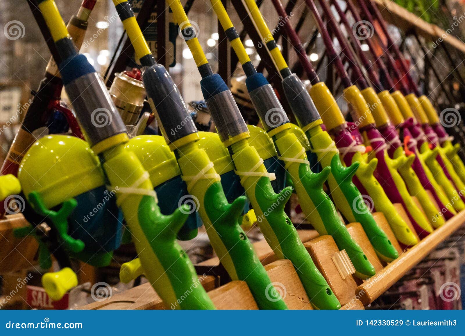 Brightly Coloured Fishing Rods on Display in World-renowned