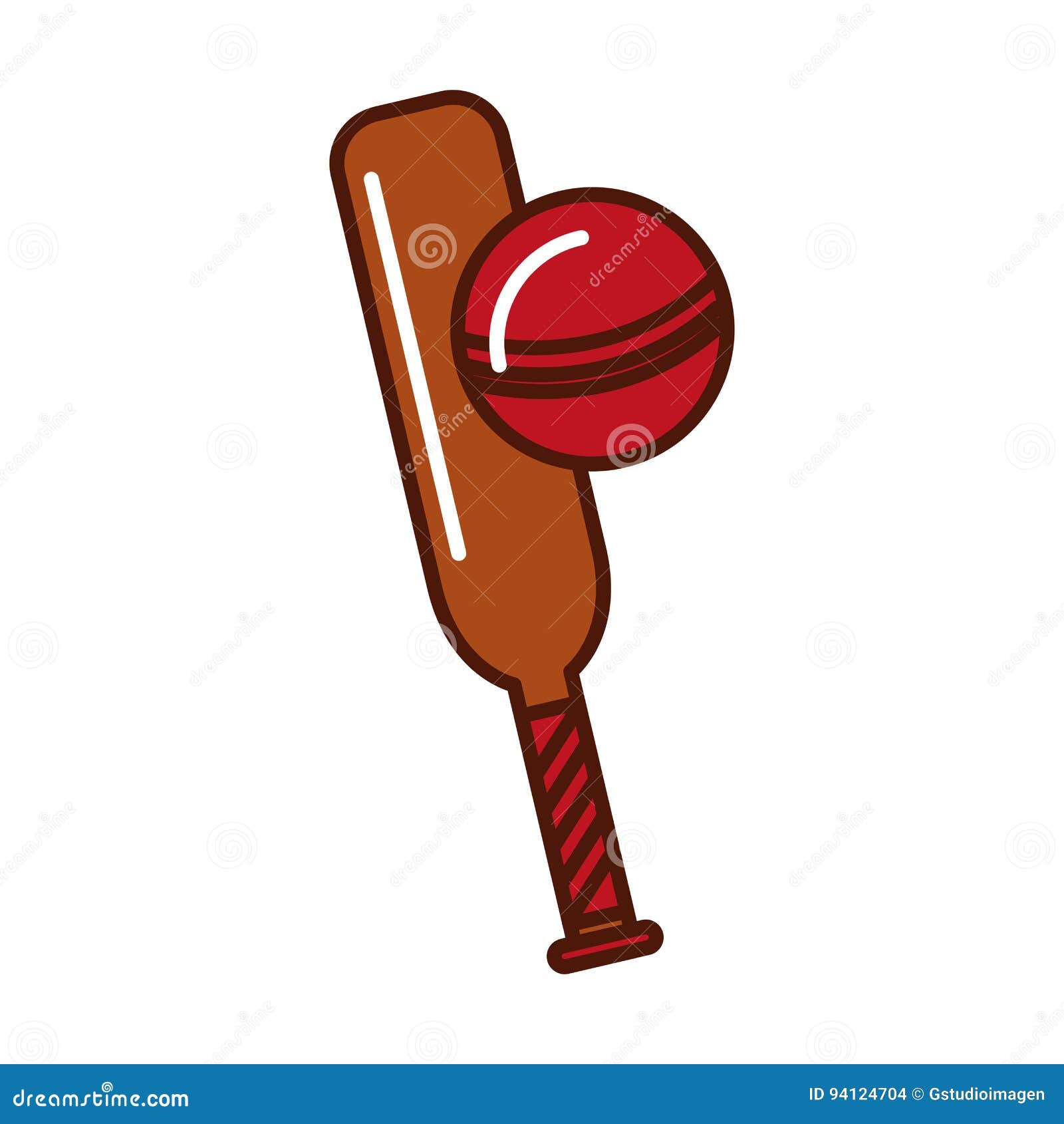 Brightly Cricket Ball and Bat Cartoon Stock Vector - Illustration of game,  score: 94124704