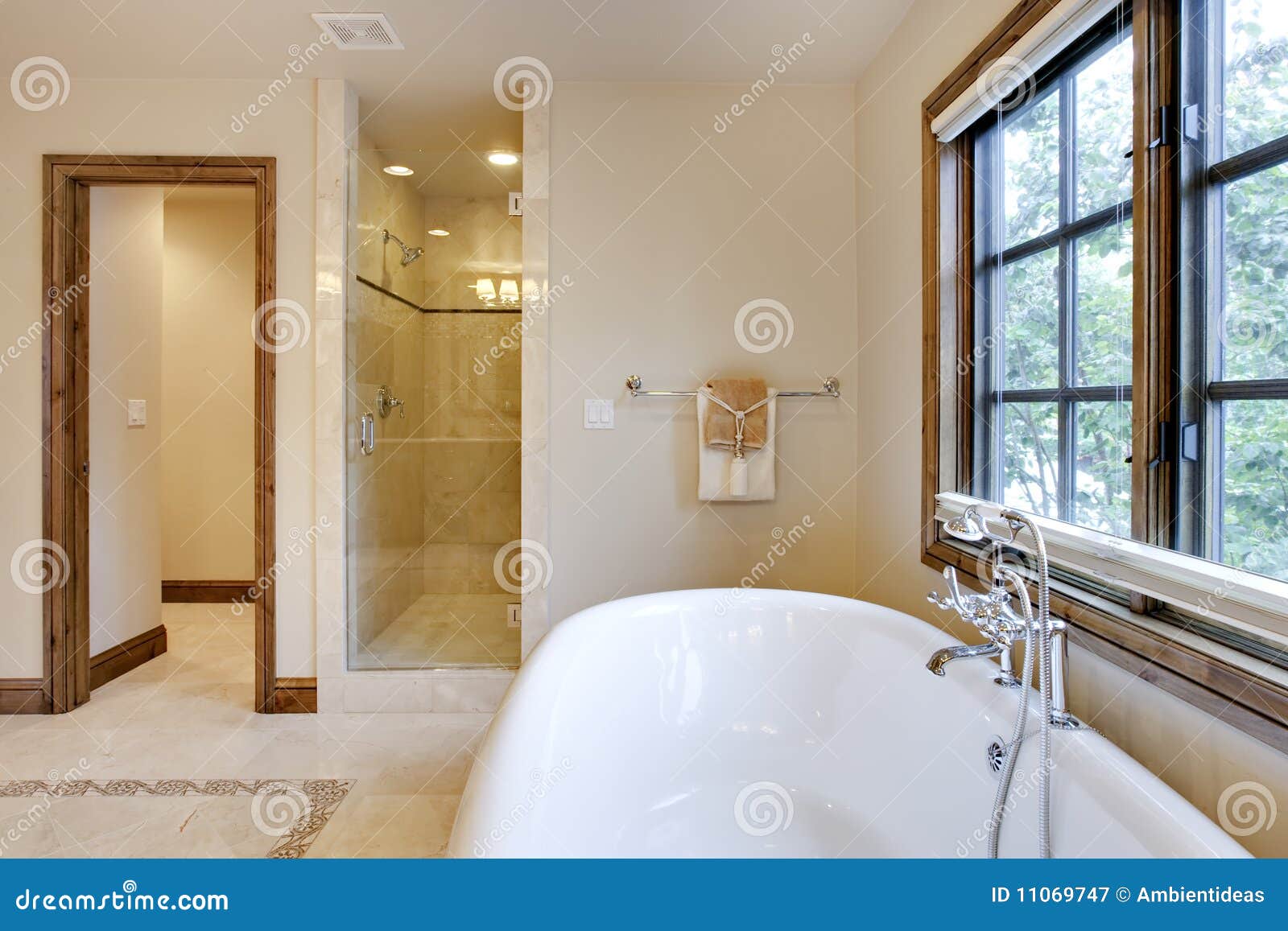 Brightly Lit Bath Tub and Shower Area Stock Image Image of interior
