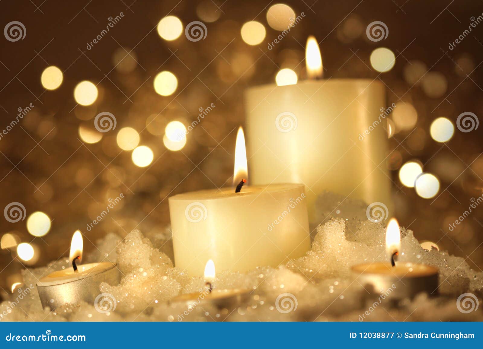 Brightly Lit Candles in Wet Snow Stock Image Image of simple, vivid 12038877