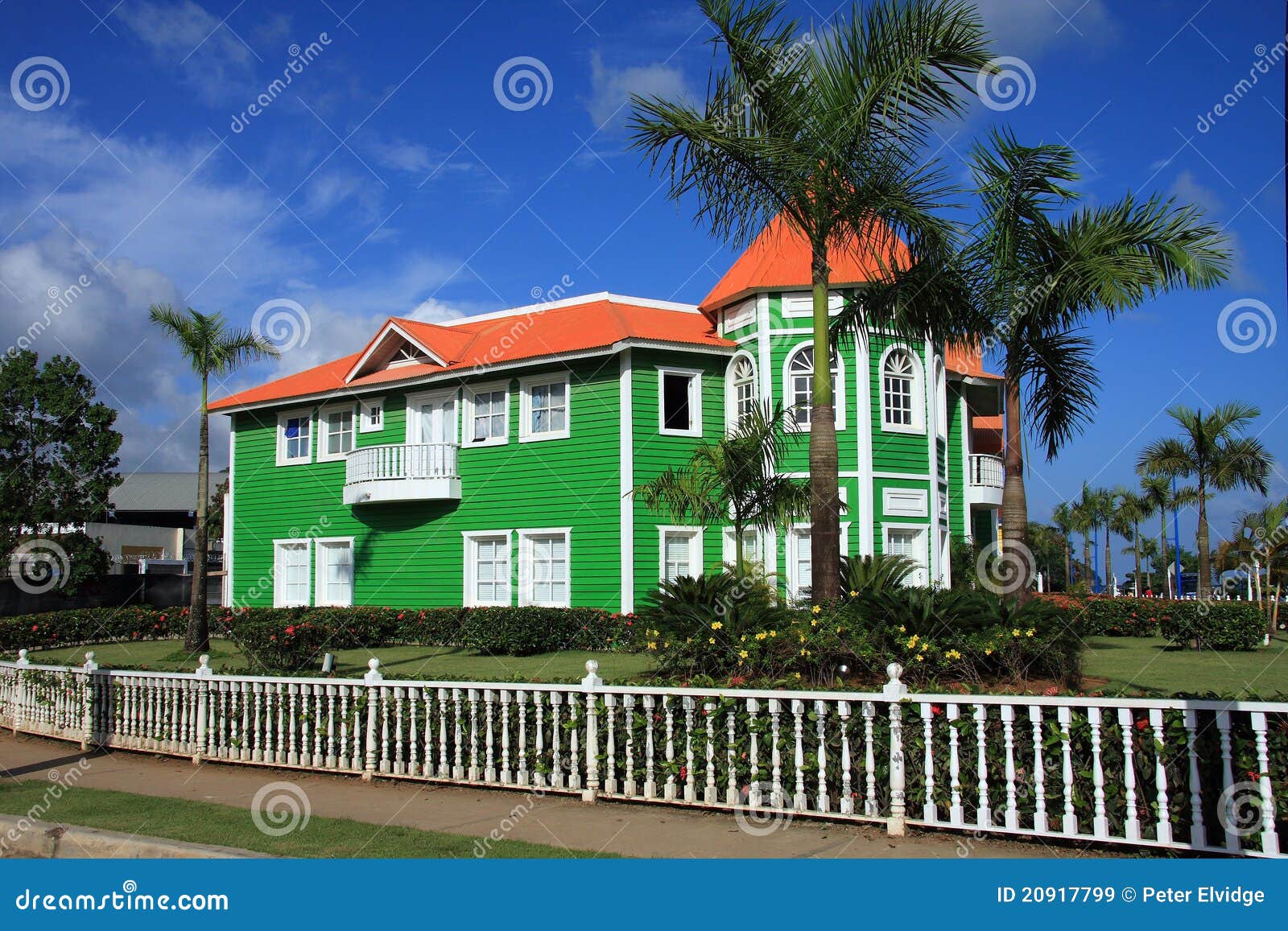 Brightly Painted Green Clapboard Building Stock Image Image of home