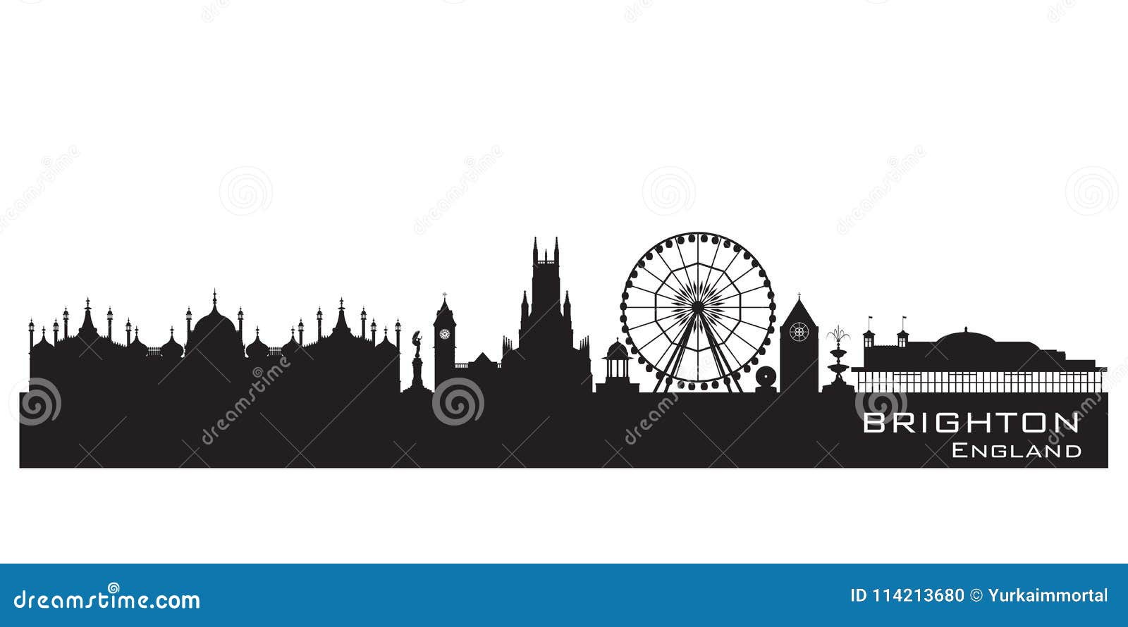 brighton england city skyline. detailed silhouette