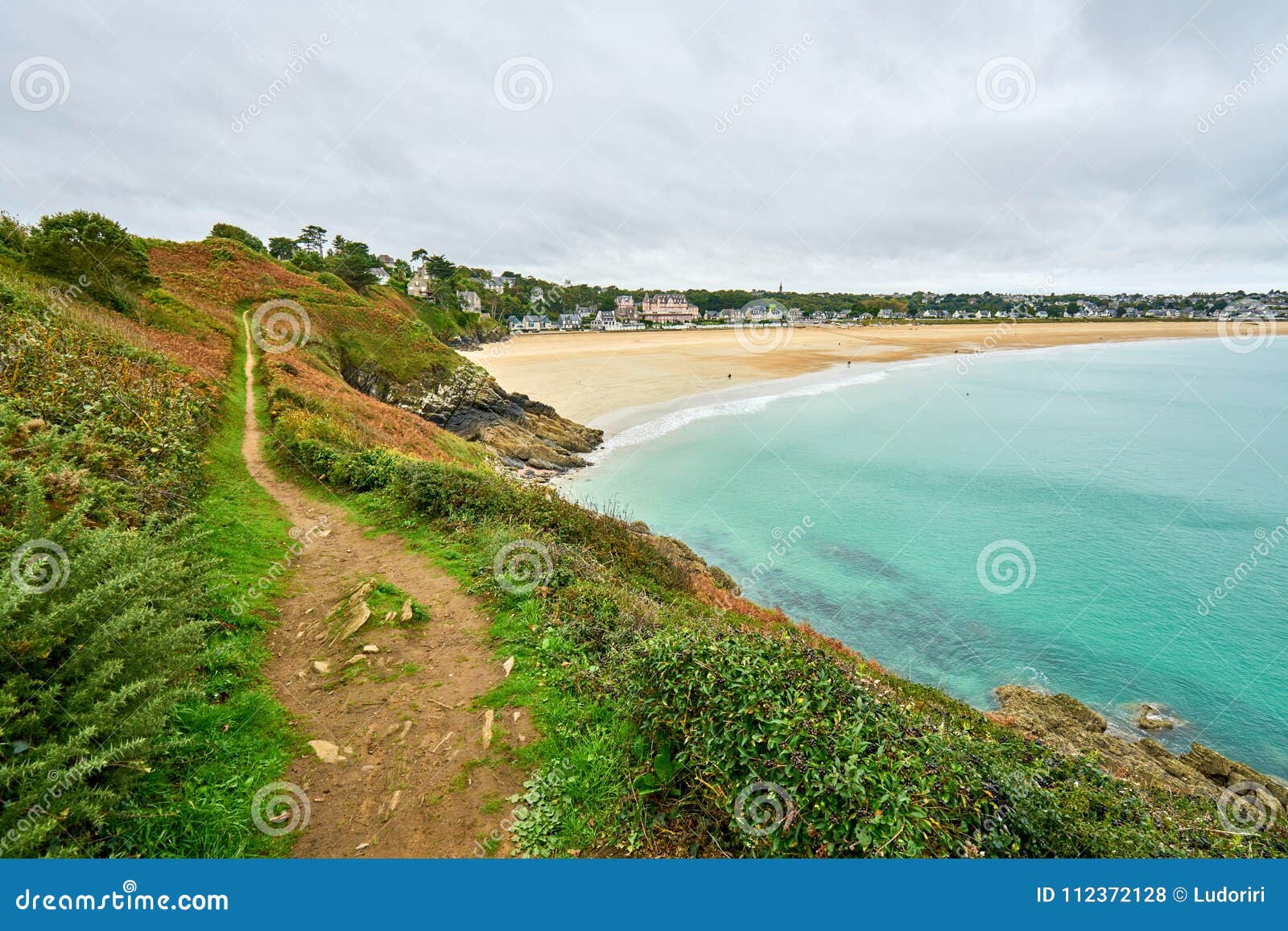 briittany beach called the big beach taken from pointe de la garde,