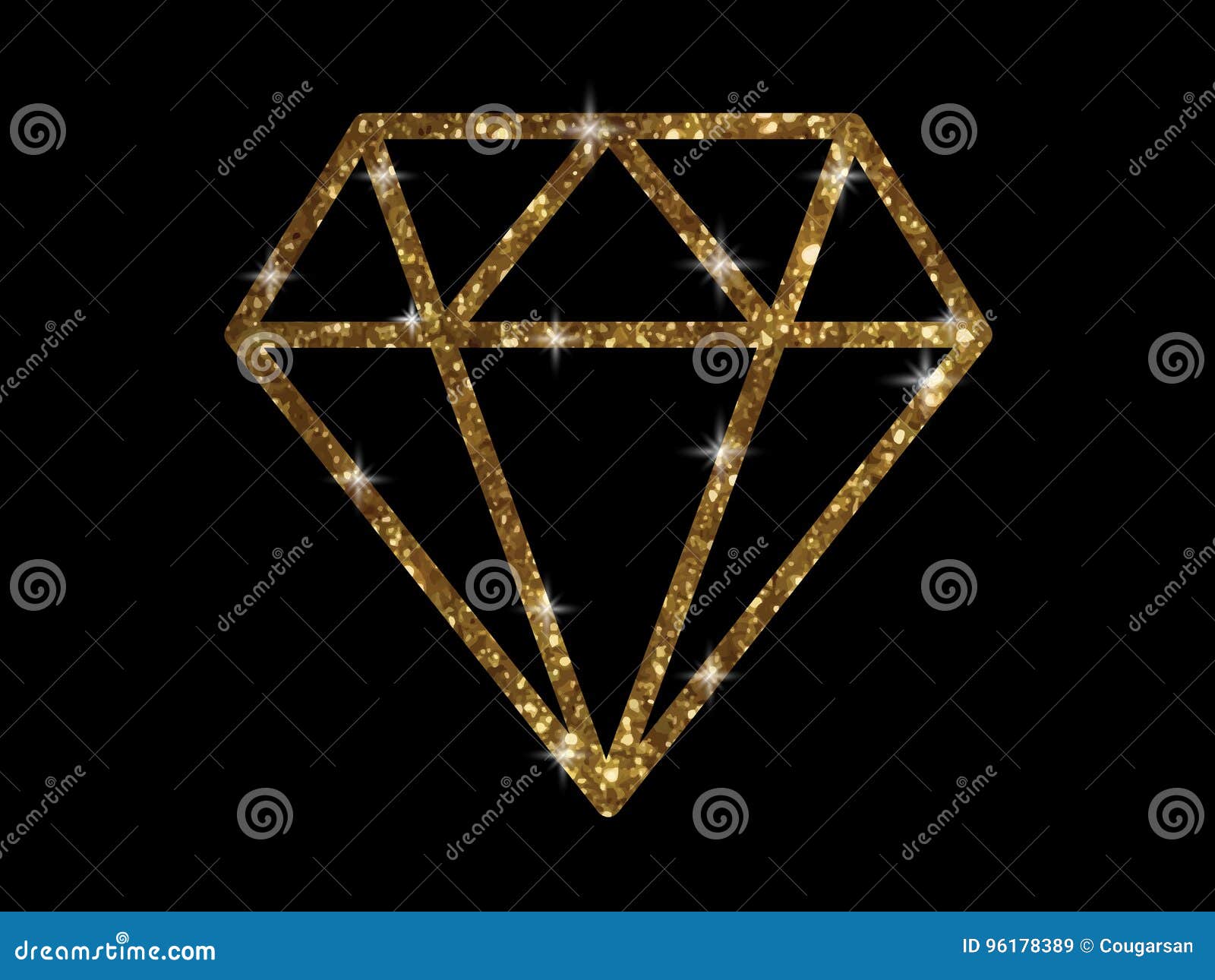 Brilho Dourado Do Vetor Do Icone Liso Do Diamante Ilustracao Do Vetor Ilustracao De Icone Liso 96178389