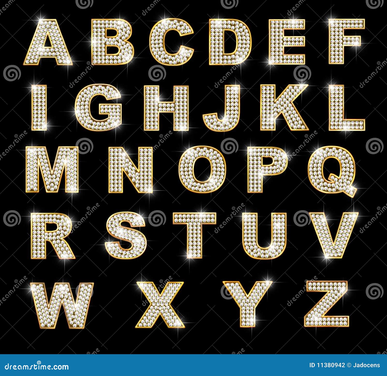 brilliant latin letters on dark background