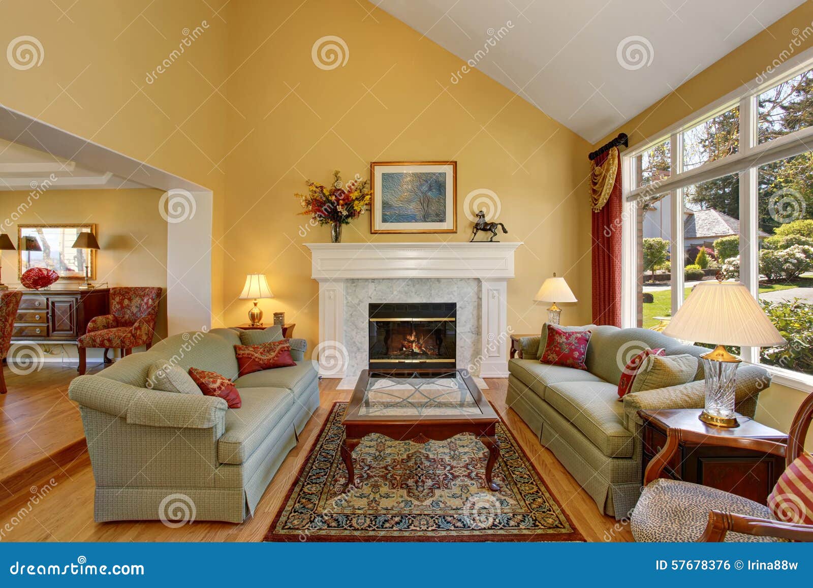 Brilliant Living Room With Green Sofas And Yellow Walls Stock Brilliant Living Room With Green Sofas And Yellow Walls Stock