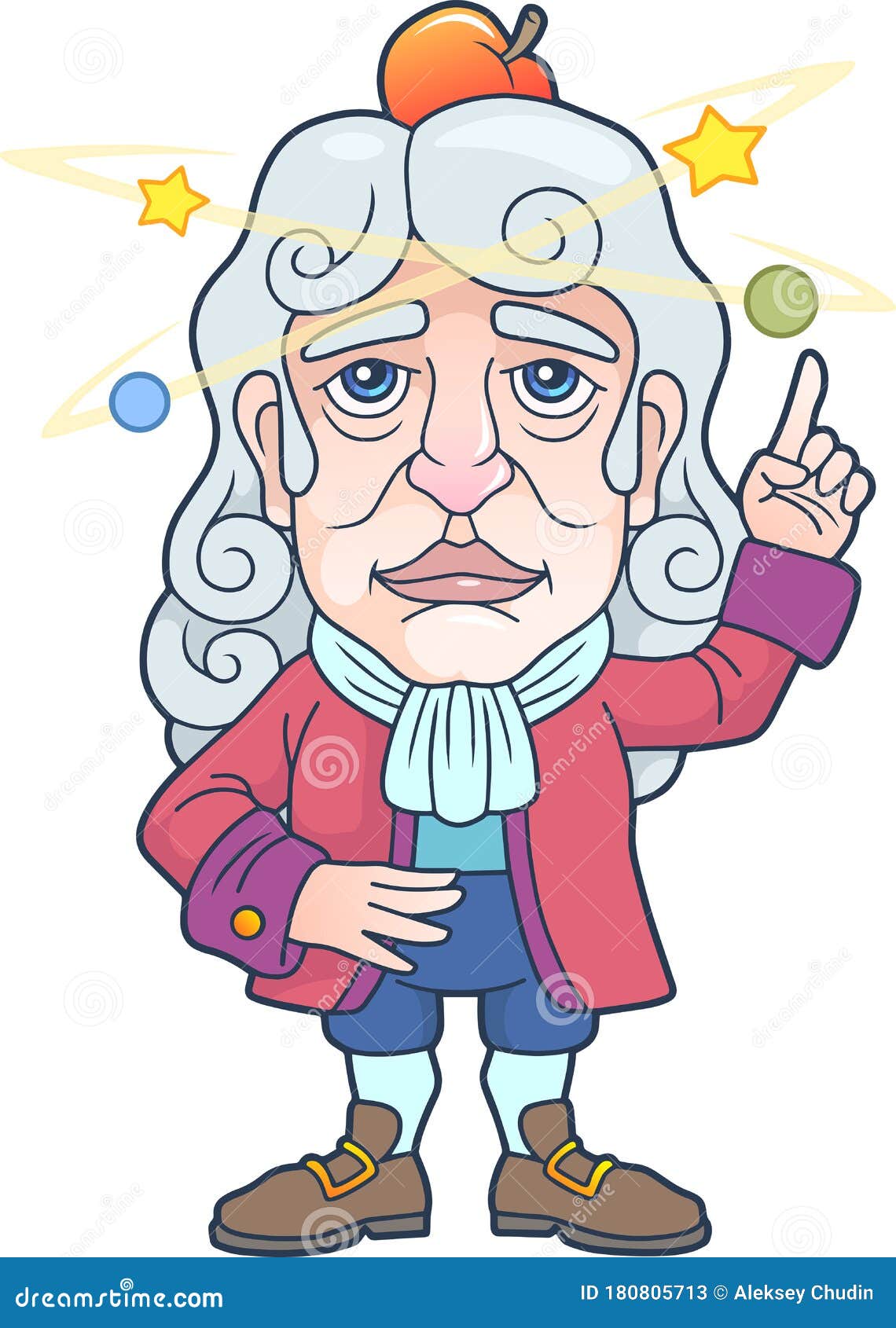 Brilliant Scientist Physicist Isaac Newton, Funny Illustration Stock Vector  - Illustration of male, history: 180805713