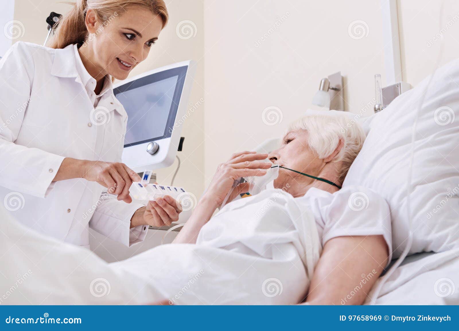 Brilliant Sweet Doctor Giving Her Patient New Instructions Stock Image 